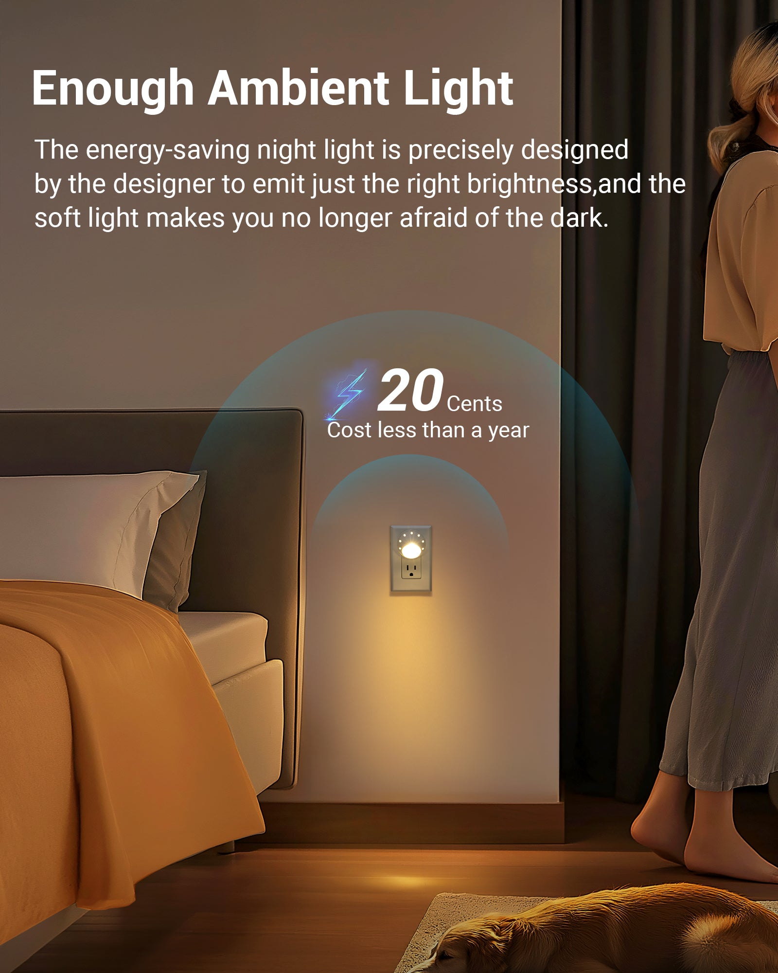 DEWENWILS 6-Pack LED Night Light Plug in,Nightlight Dusk to Dawn Auto On and Off, 360° Rotating Shade Nightlights, Warm White-WHPSL03R8