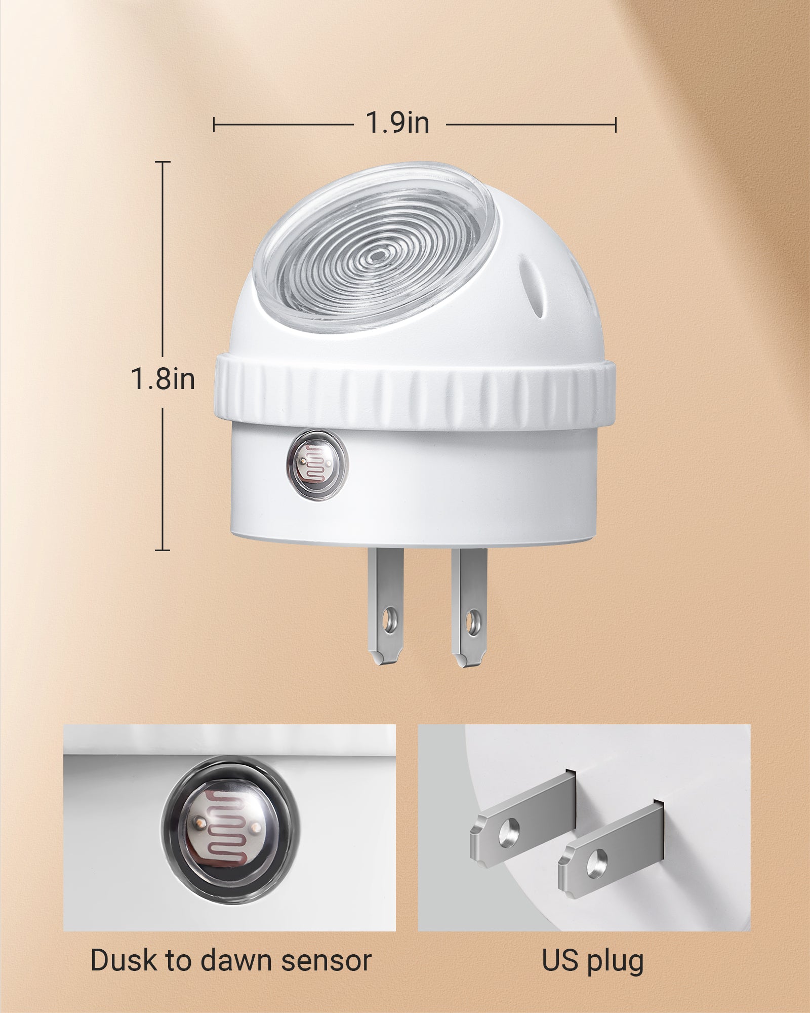 DEWENWILS 6-Pack LED Night Light Plug in,Nightlight Dusk to Dawn Auto On and Off, 360° Rotating Shade Nightlights, Warm White-WHPSL03R8