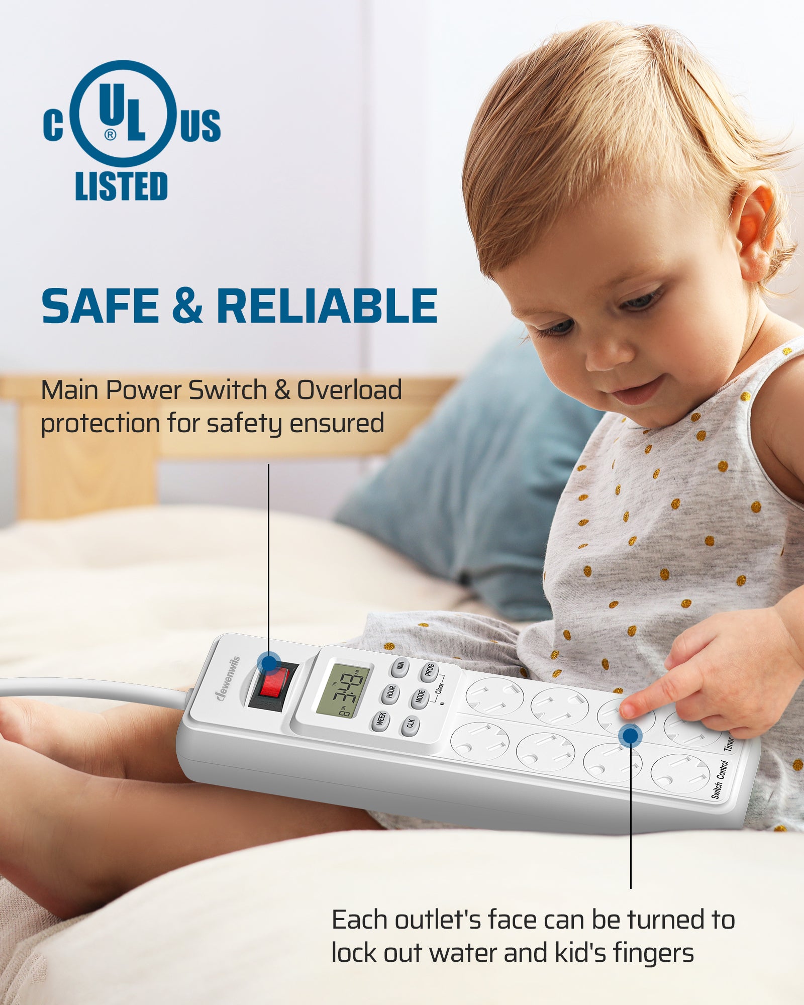 DEWENWILS 8 Outlet Power Strip with Timer (4 Timed/4 Always On