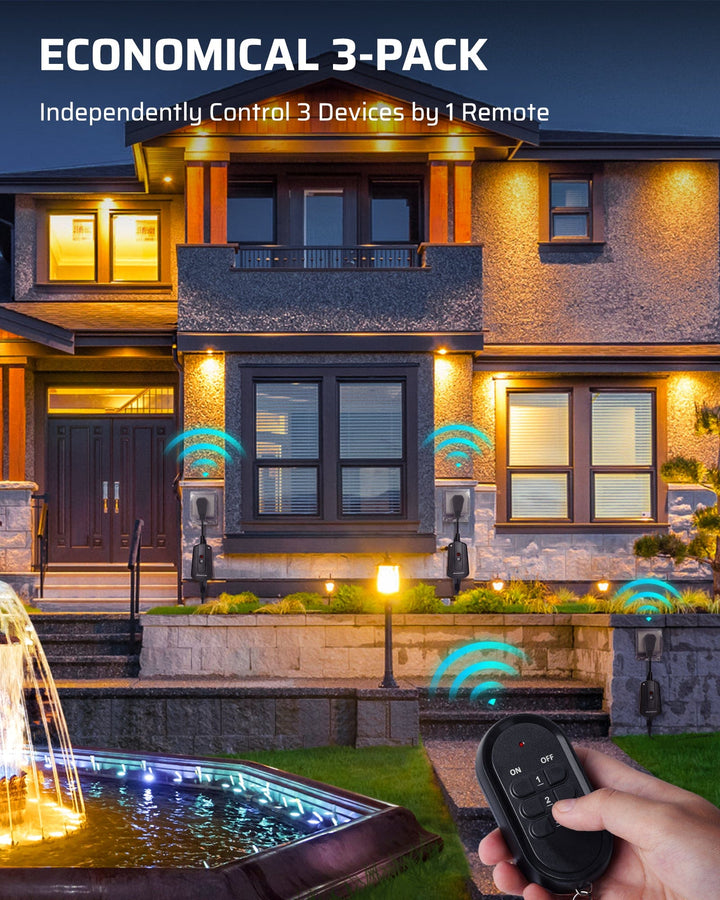 DEWENWILS Outdoor Indoor Remote Control Outlet, 110v 120v 125v 13amp ...