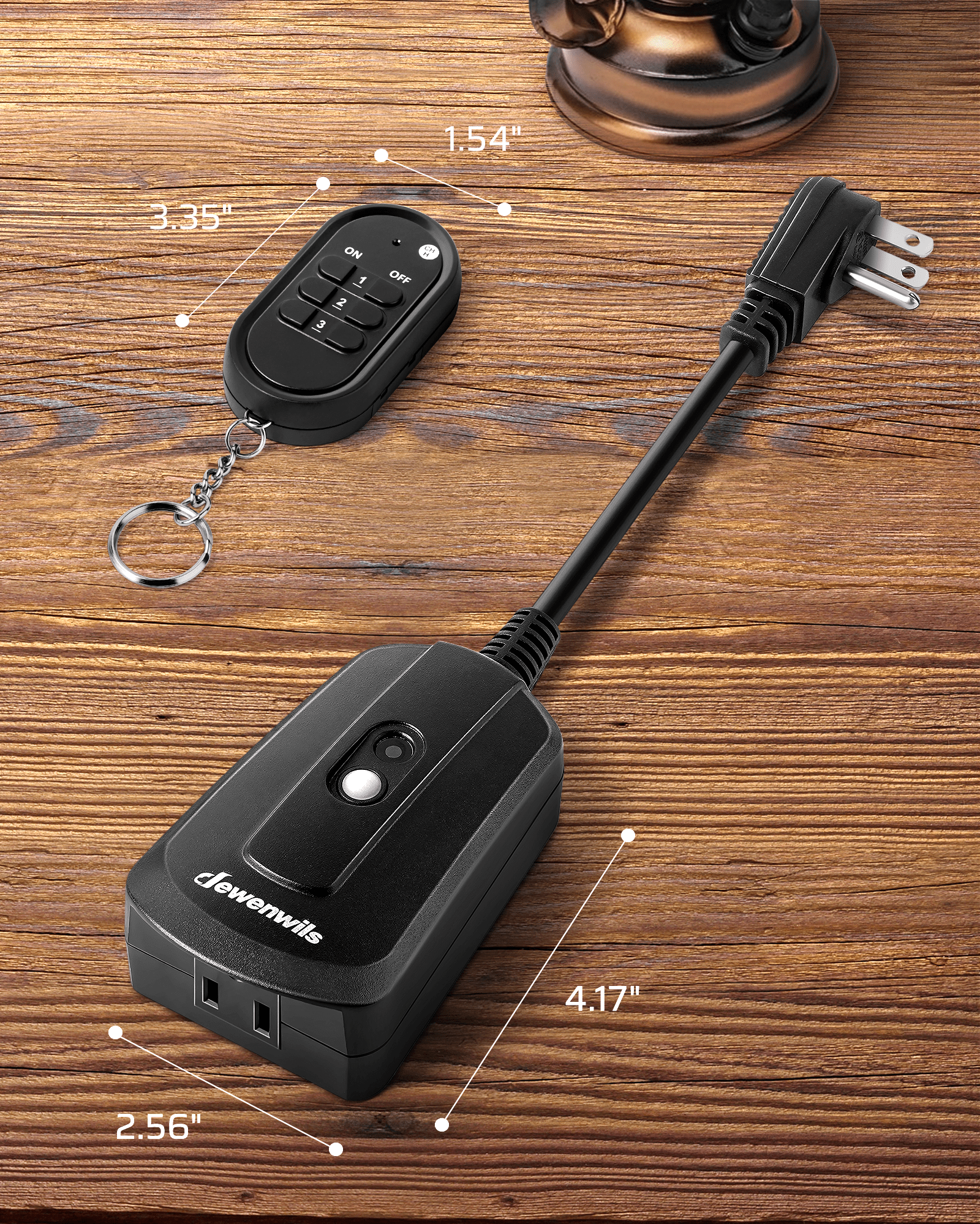 DEWENWILS Waterproof 100ft Wireless Remote Control Outlet kit  (1 Remote + 3 Outlets)--SHRIO13B1