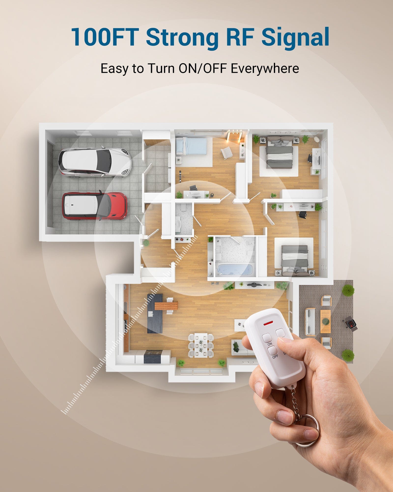 DEWENWILS 100FT Remote Control Light Socket with Dimmer, Wireless Light Switch, Dimmable Remote Light Bulbs Socket Switch, E26 E27 Base with Controller, No Wiring-HRLD11A