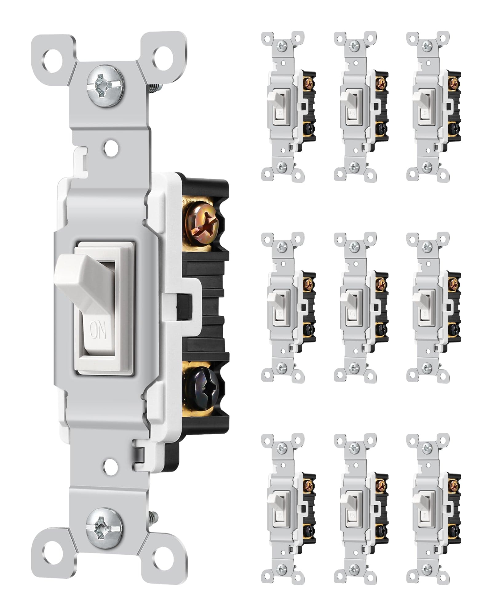 DEWENWILS 3 Way Toggle Light Switch, 120VAC 15A (10 Pack)-HRLS10B
