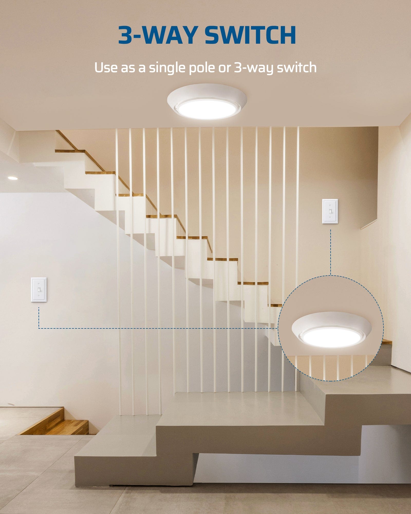 DEWENWILS 3 Way Toggle Light Switch, 120VAC 15A (10 Pack)-HRLS10B