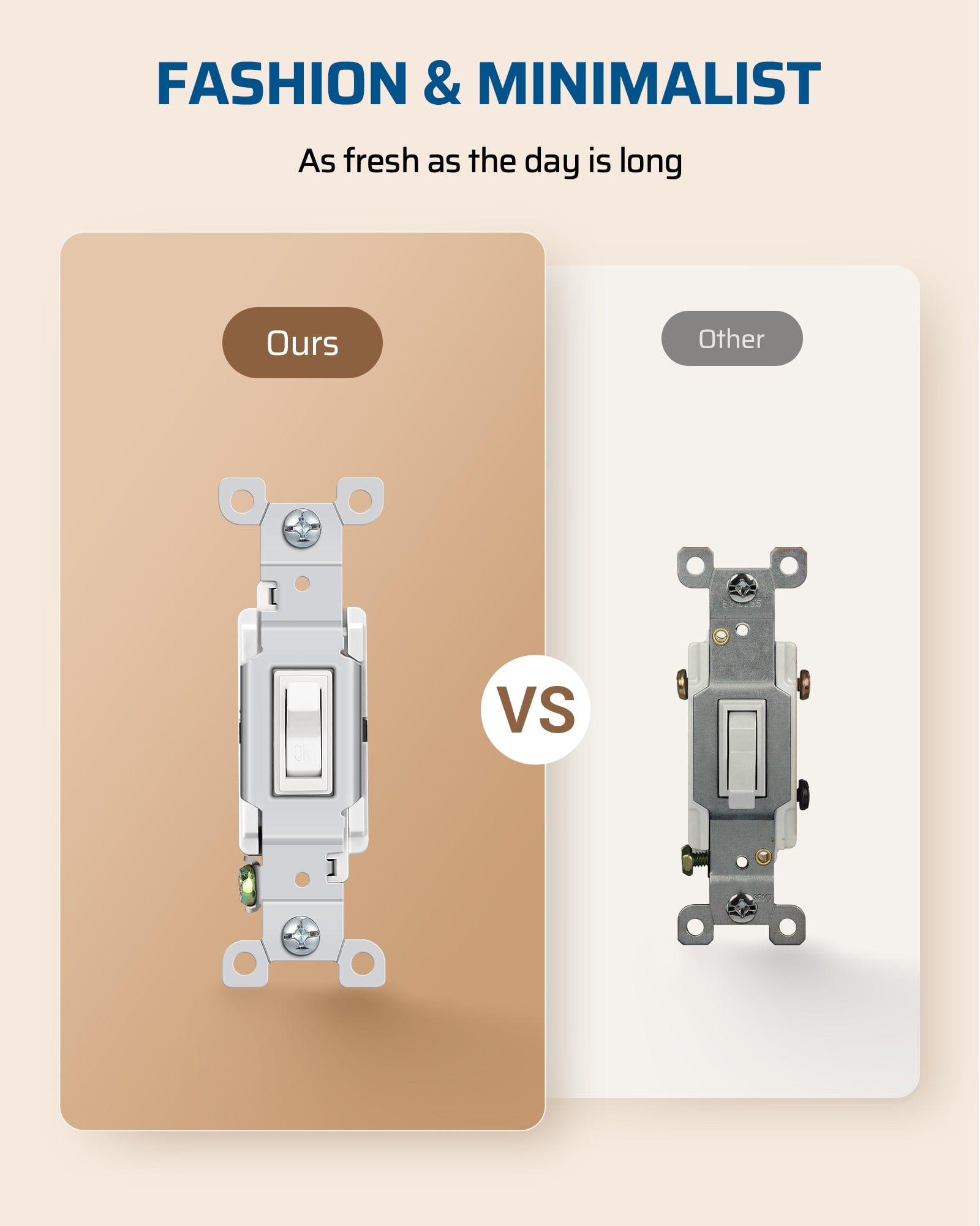 DEWENWILS 3 Way Toggle Light Switch, 120VAC 15A (10 Pack)-HRLS10B