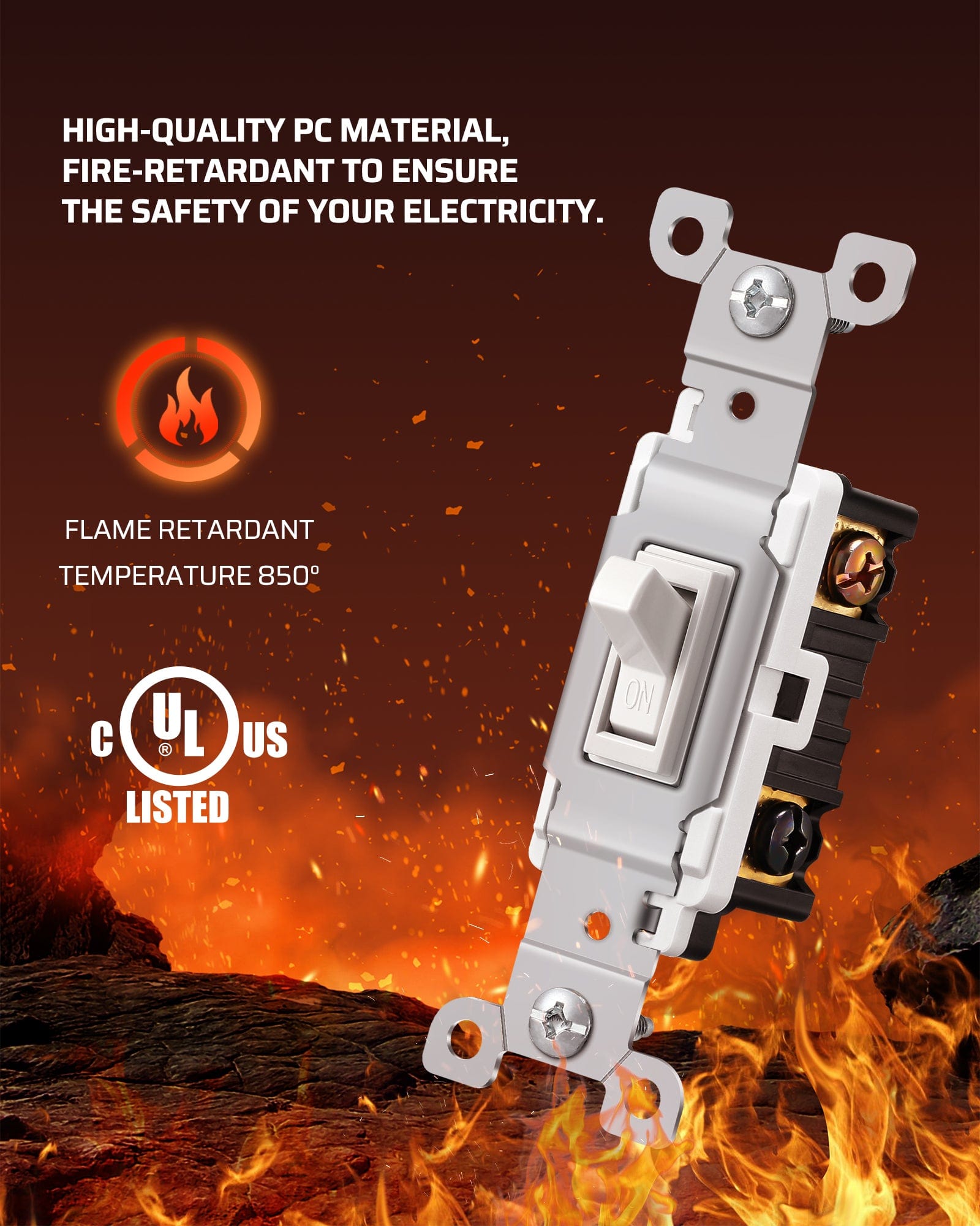 DEWENWILS 3 Way Toggle Light Switch, 120VAC 15A (10 Pack)-HRLS10B