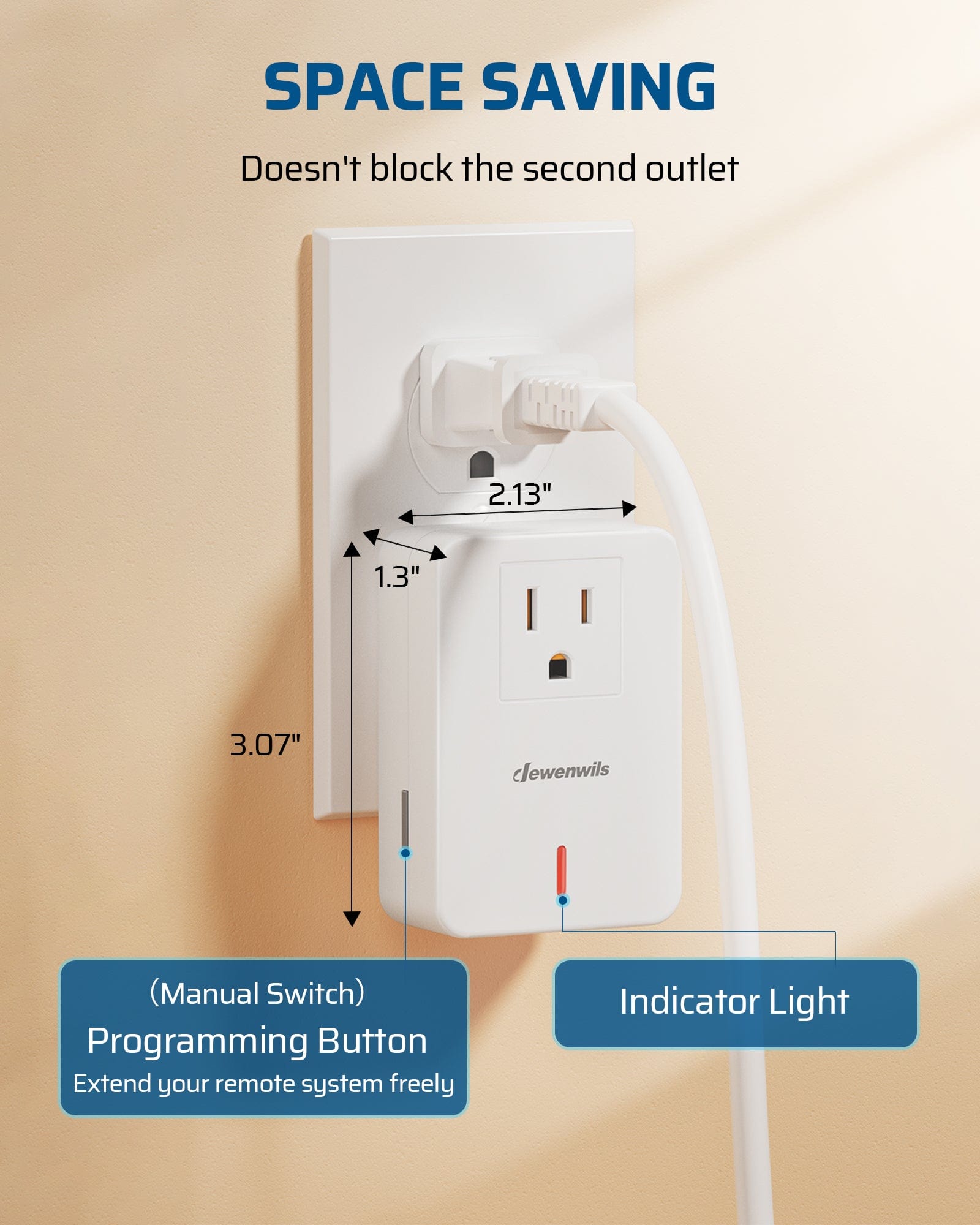 DEWENWILS Indoor Wireless Remote Control Wall Mounted Light Switch and Outlet--SHRLS11C1