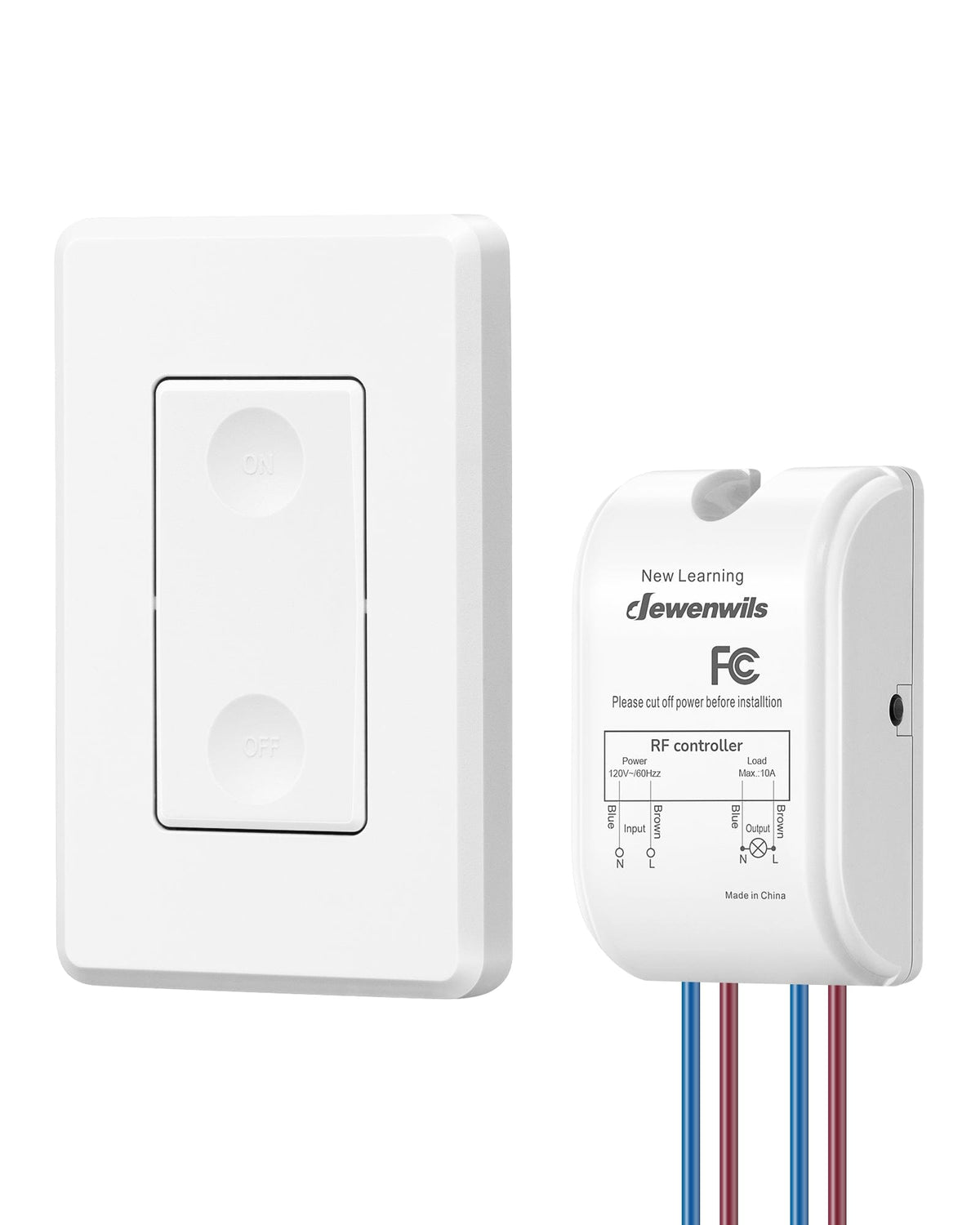 DEWENWILS Wireless Light Switch and Receiver Kit, 100 ft RF Range, Remote Control Wall Switch For Ceiling Lights, Fans, Lamps