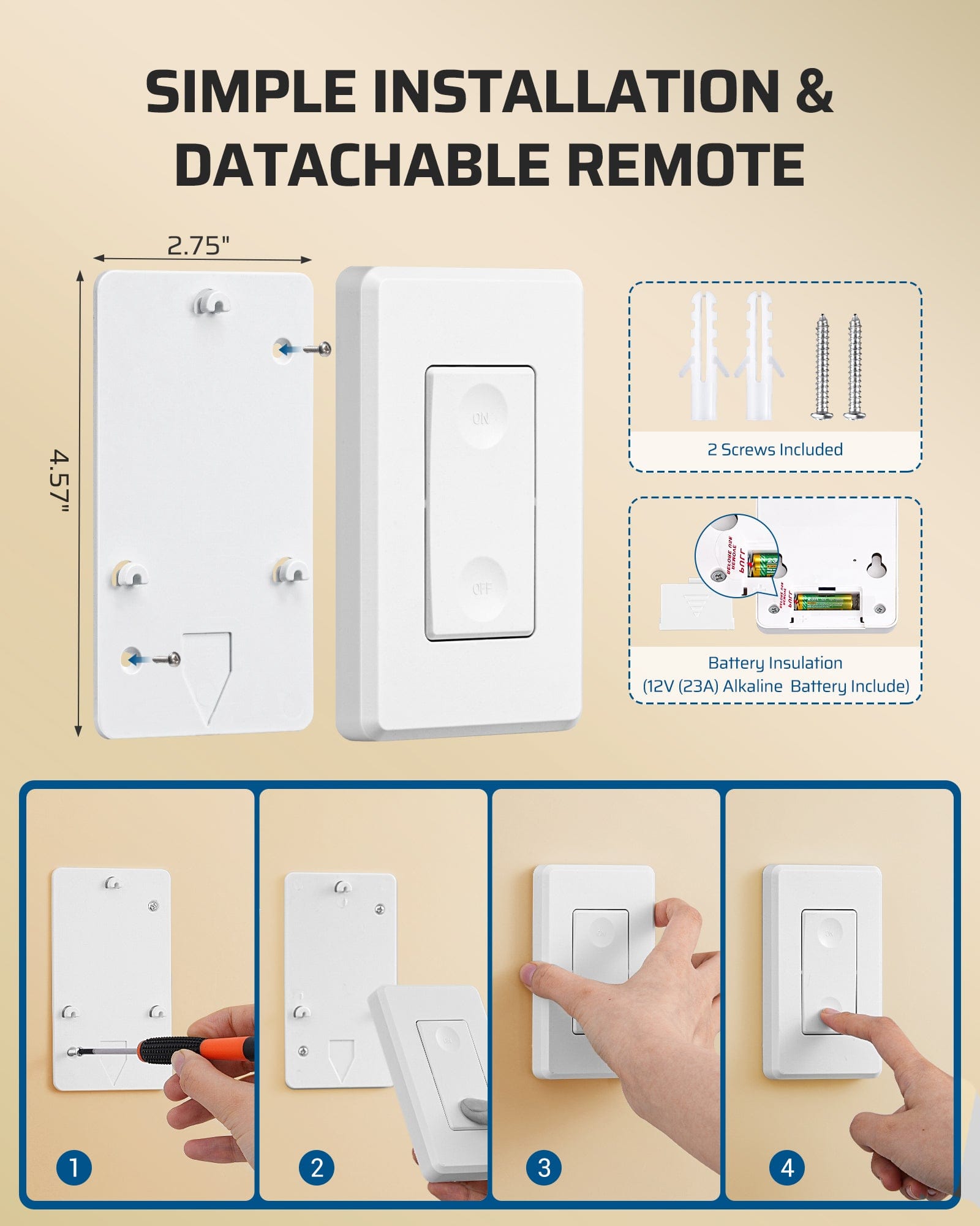 DEWENWILS Indoor 100ft Wireless Remote Control Light Switch and Receiver Kit--SHRLS11D