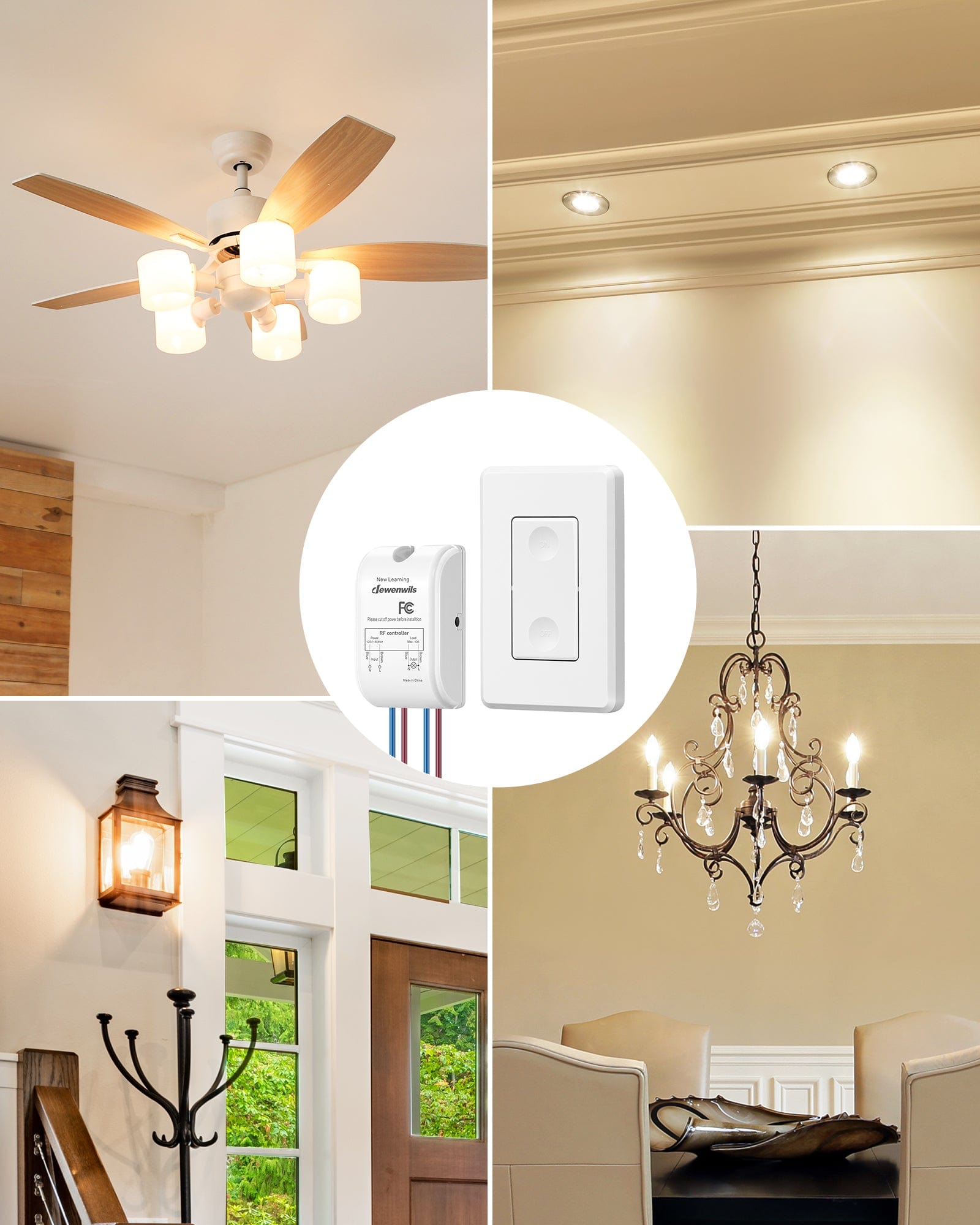 DEWENWILS Indoor 100ft Wireless Remote Control Light Switch and Receiver Kit--SHRLS11D