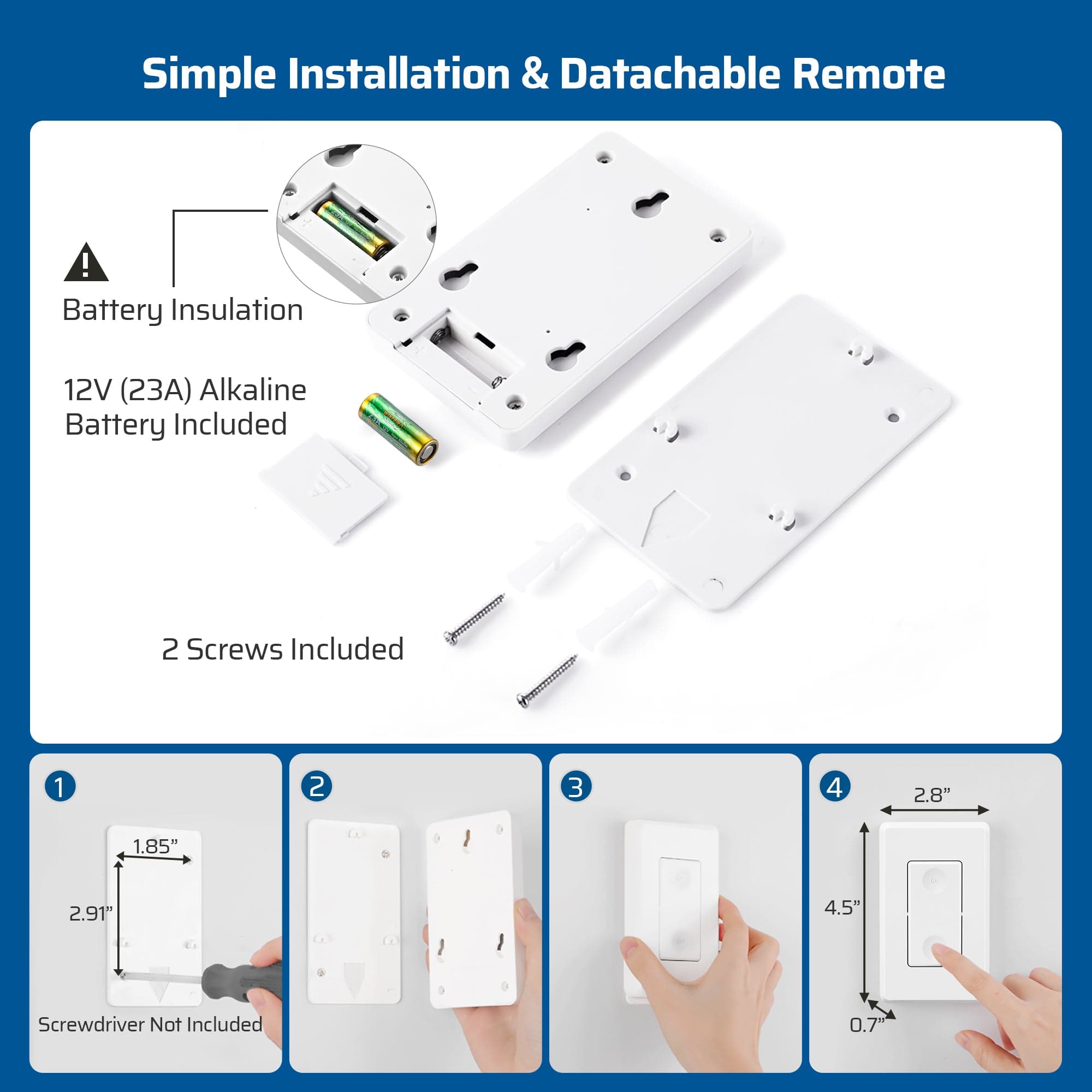 DEWENWILS Indoor 100ft Wireless Remote Control Light Switch and Receiver Kit--SHRLS11E1