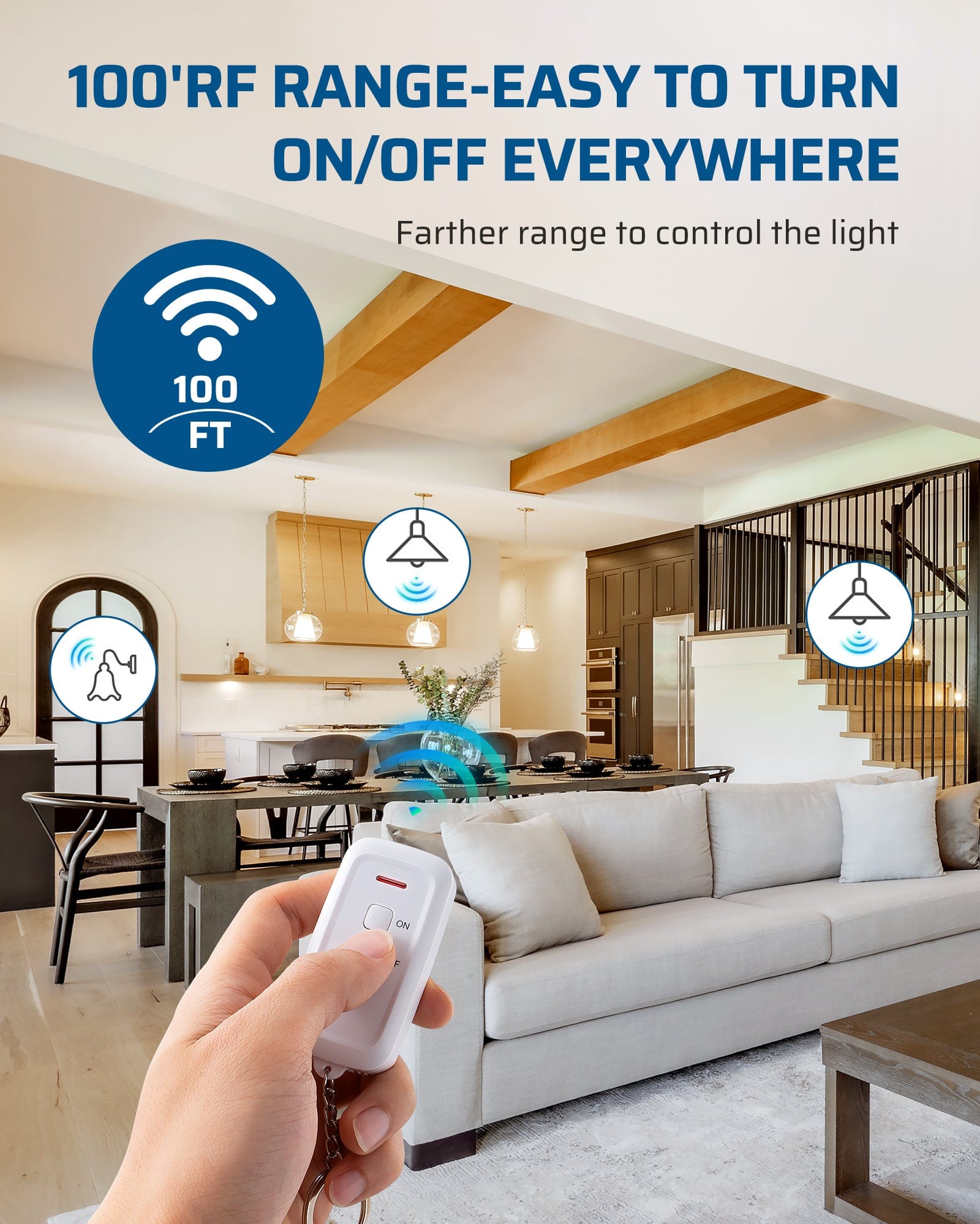 DEWENWILS Remote Control Light Socket, Wireless Remote Control Lamp Bulb Socket with Switch for Pull Chain Light Fixtures, 100FT Range, No Wiring Needed, ETL Listed(Shorter Version)-SHRLS11J