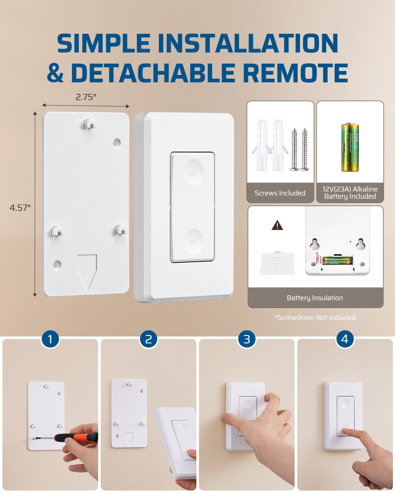 DEWENWILS Indoor 100ft Wireless Remote Control Wall Switch and Outlet--SHRLS11K1