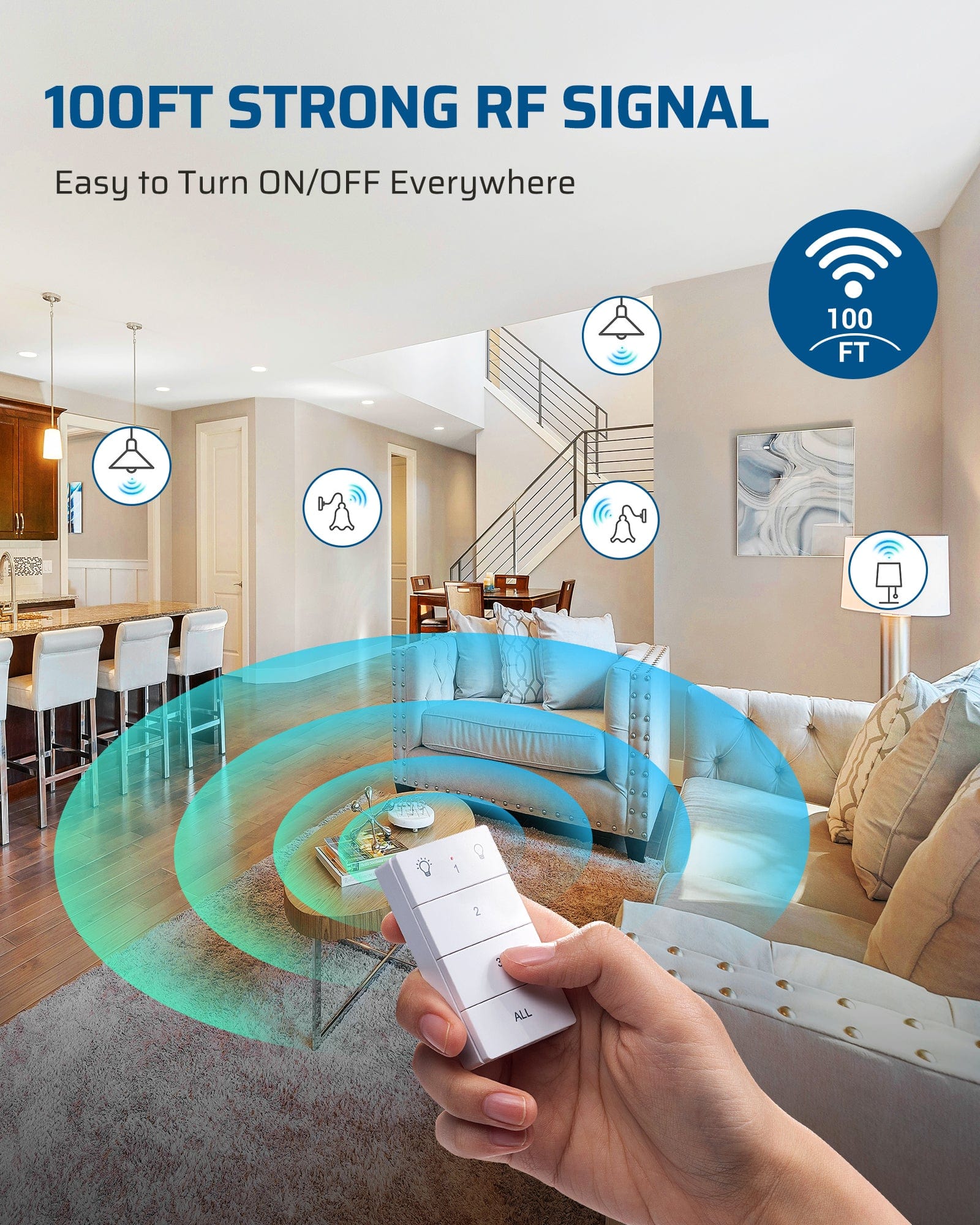 DEWENWILS Remote Control Light Socket, Wireless Light Switch for Pull Chain Light Lamp Fixtures, 100FT Range, No Wiring Needed, ETL Listed(1 Wall Mounted Controller+2 Socket, Shorter Version)-SHRLS12J