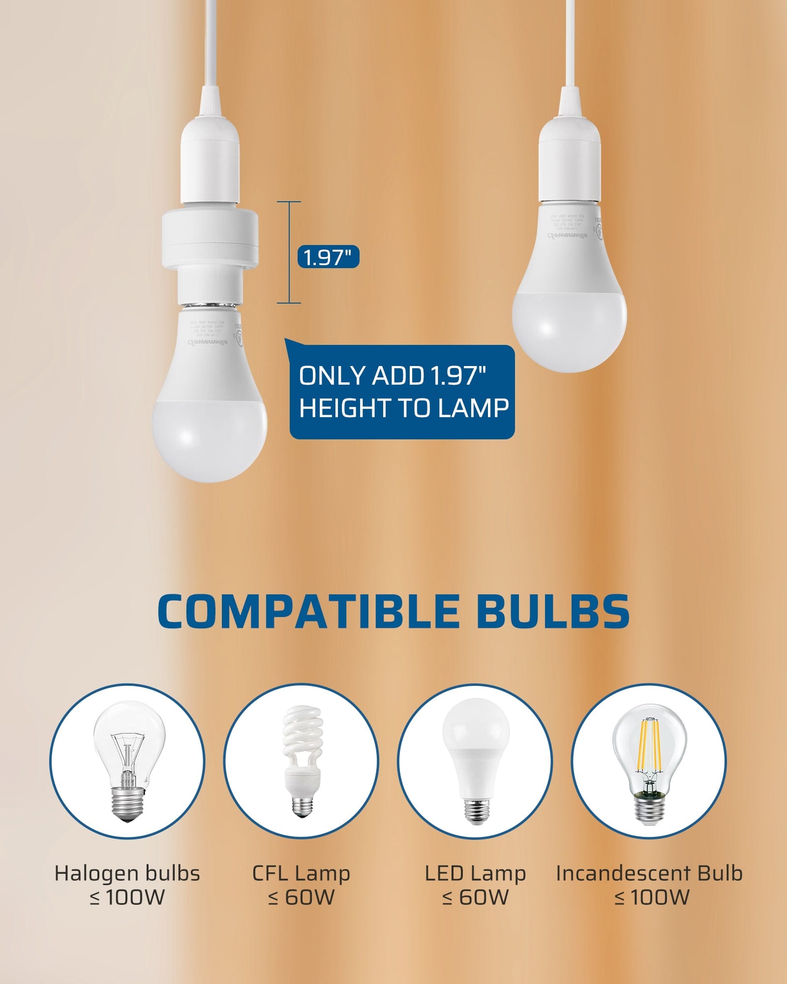 DEWENWILS Remote Control Light Socket, Wireless Light Switch for Pull Chain Light Lamp Fixtures, 100FT Range, No Wiring Needed, ETL Listed(1 Wall Mounted Controller+2 Socket, Shorter Version)-SHRLS12J