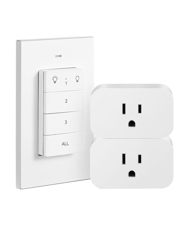 DEWENWILS Remote Control Outlet, Wall Mounted Wireless Light Switch, 2 Independent Control Sockets Electrical Remote Outlet Switch, No Wiring,100ft Range-HRLS12L
