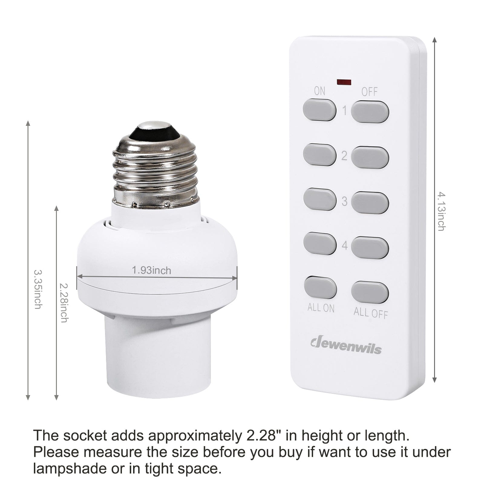 DEWENWILS Remote Control Light Bulb Socket, Wireless Light Socket Switch Kit, Remote Light Socket E26/E27 Base for Pull Chain Light Fixture, No Wiring, (1 Remote+3 Sockets)-HRLS13R