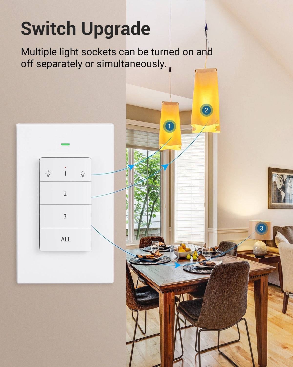 Remote Control Light Socket: switch upgrade lets you control multiple light sockets individually or all at once for versatile lighting management