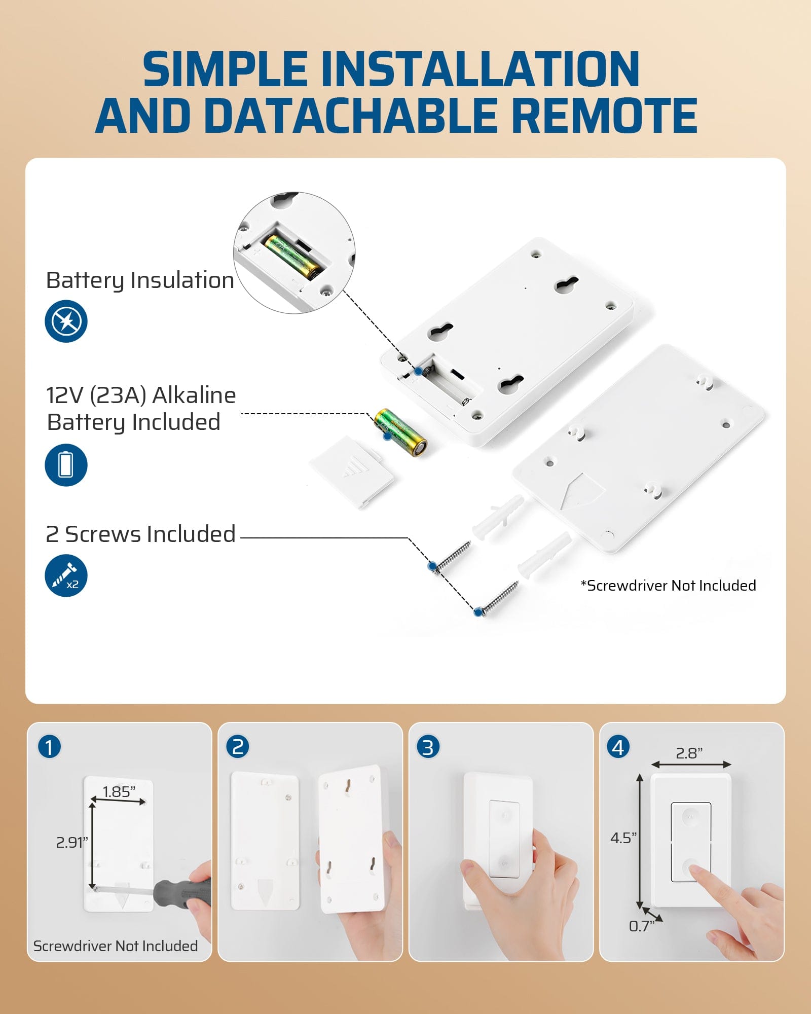 DEWENWILS Indoor 100ft Wireless Remote Control Wall Switch and Outlet (2 Switches +1 Outlet)--SHRLS21C1