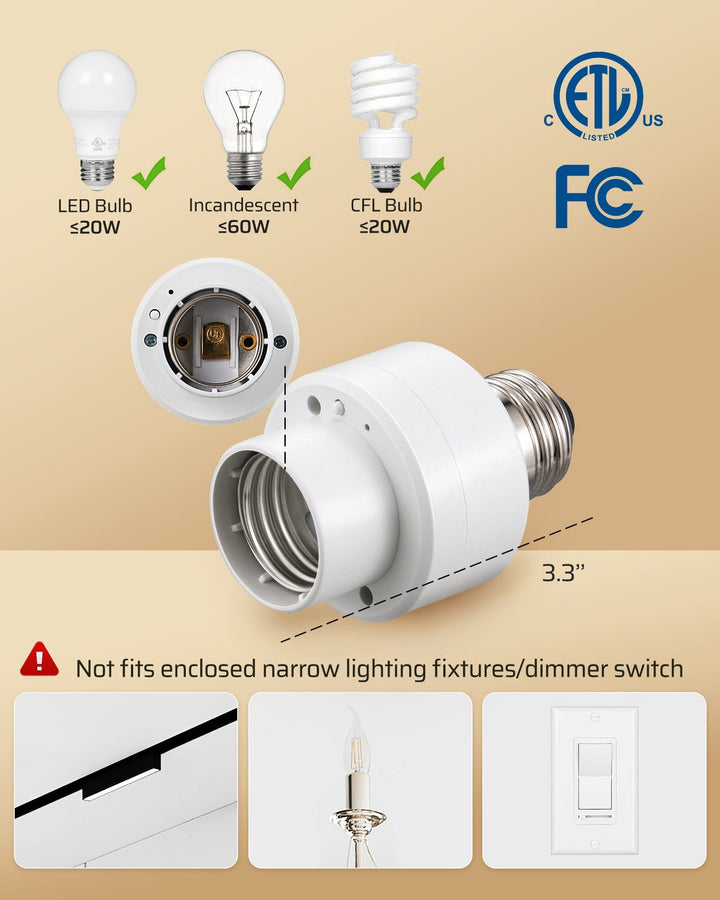 DEWENWILS Remote Control Light Socket, 110v 120v 125v Wireless Remote ...