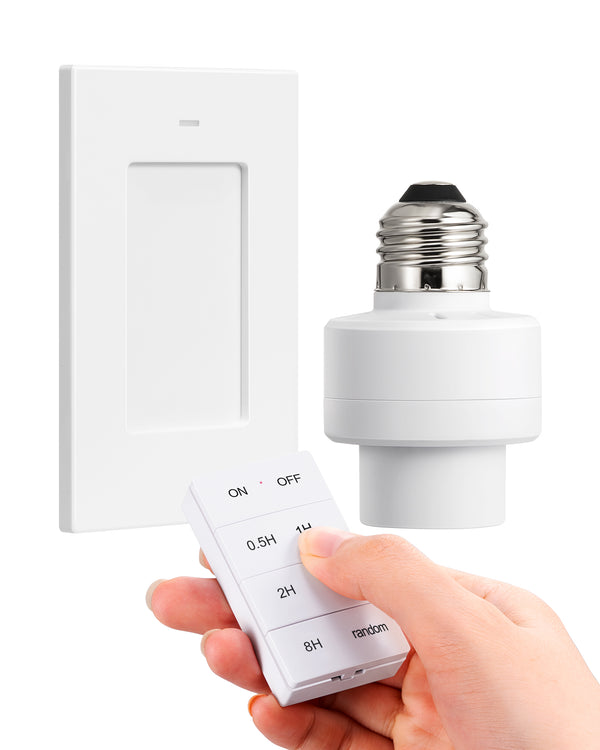 DEWENWILS Remote Control Light Socket with Timer, E26 E27, Wall Mounted, 100FT Range-HRLT11A