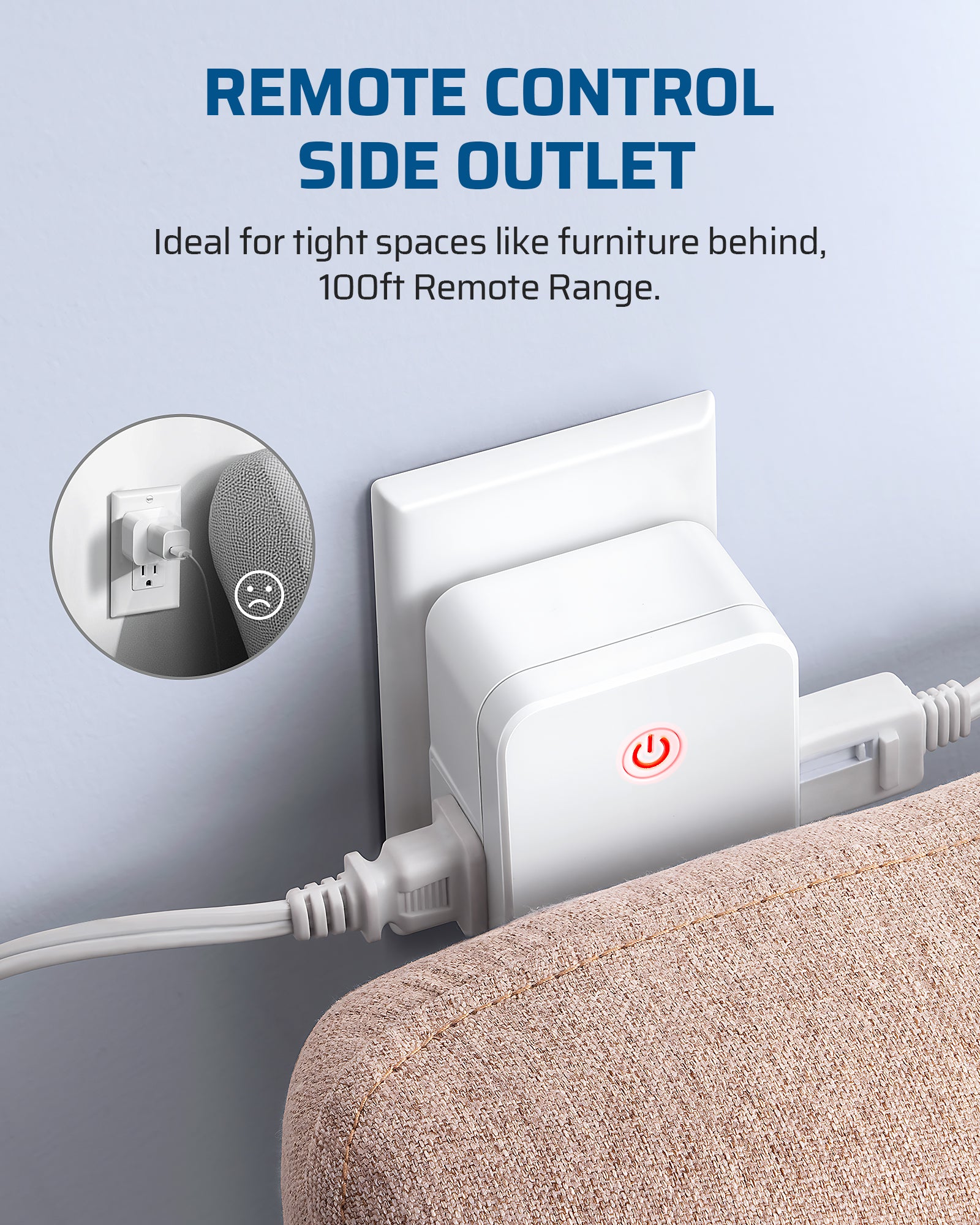 DEWENWILS Indoor 100ft Programmable Wireless Remote Control Outlet (2 Side Outlets)--SHRS101H