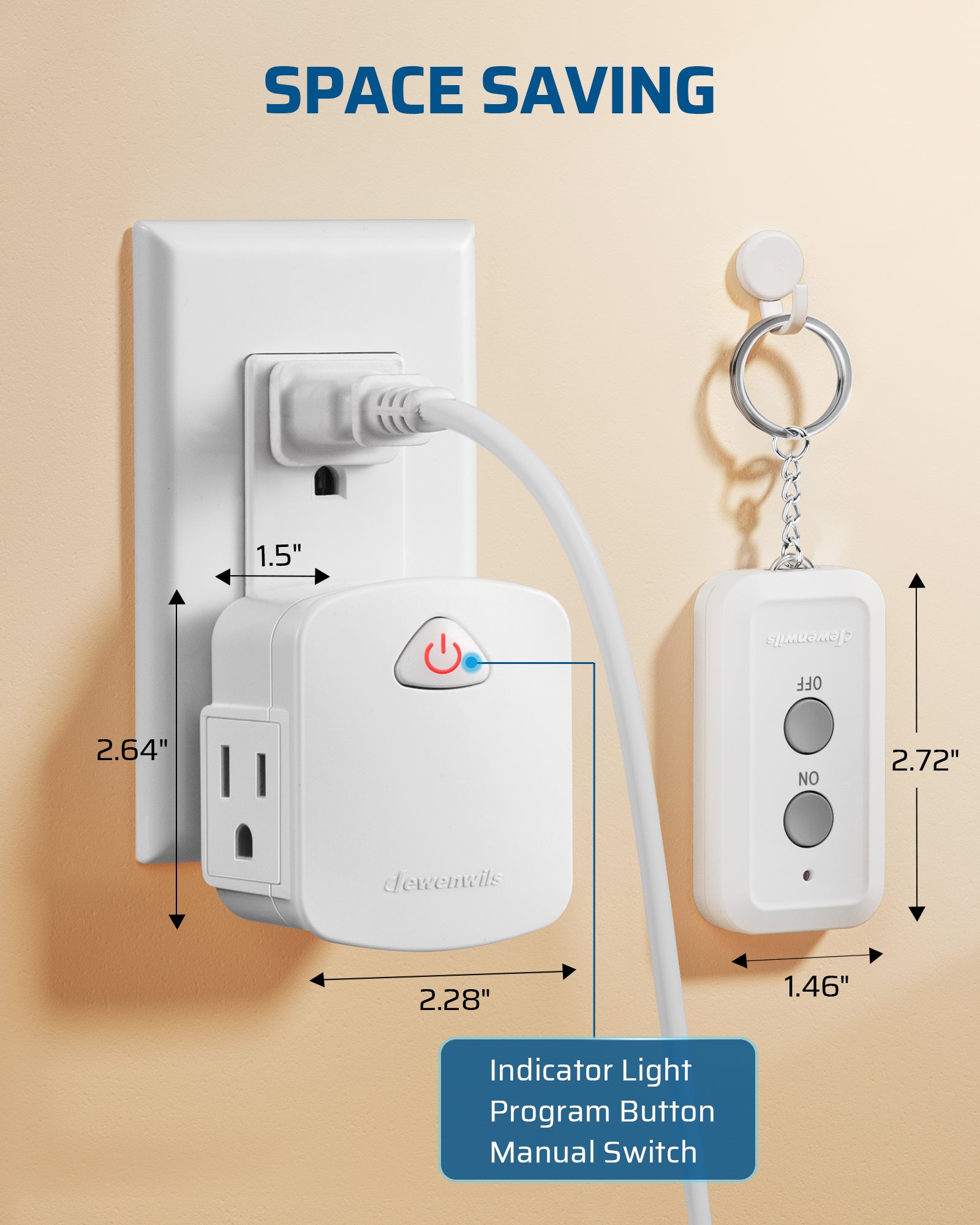 DEWENWILS Upgraded Version Indoor 100ft Programmable Wireless Remote Control Outlet--SHRS101K1