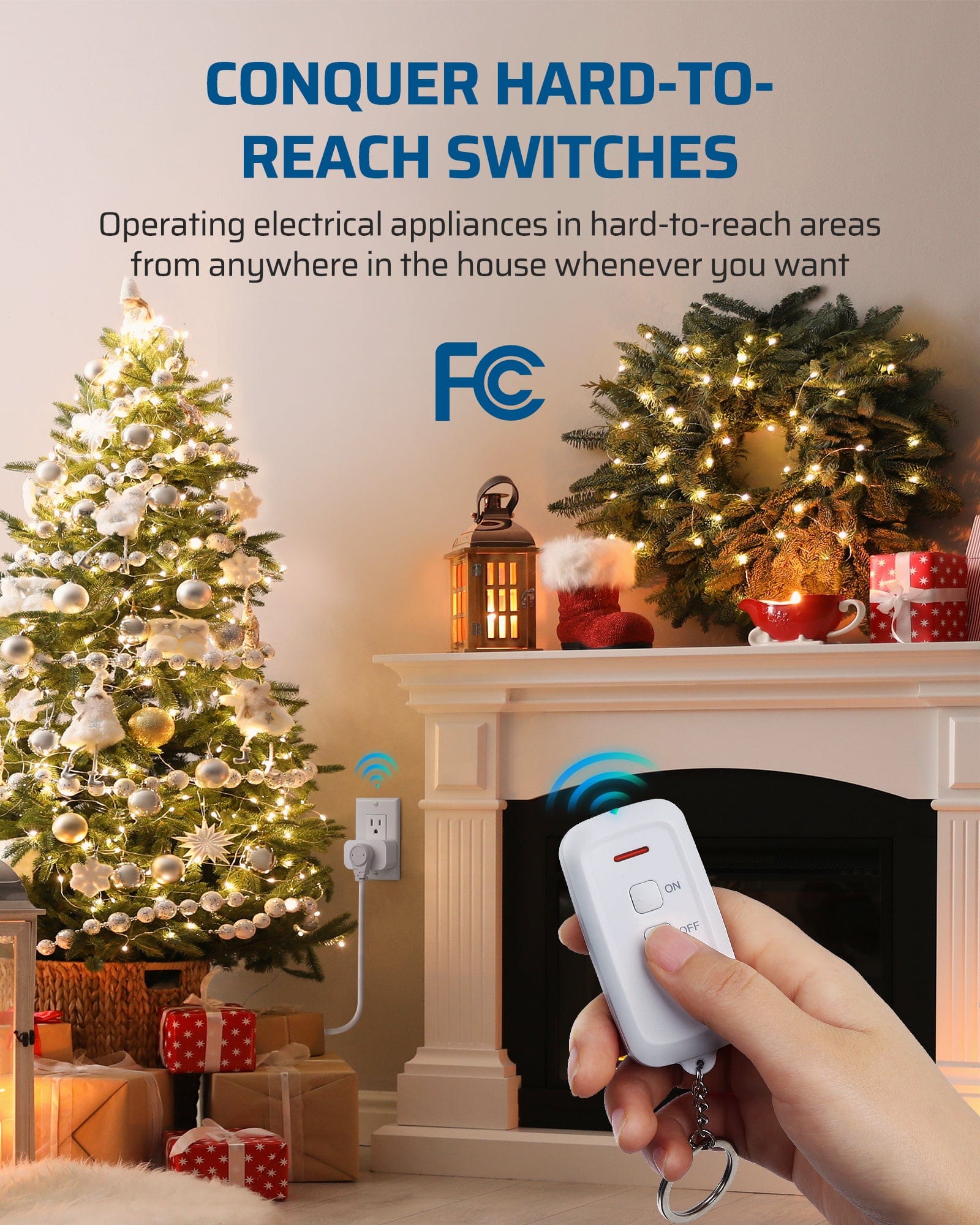 DEWENWILS Indoor Remote Control Outlet, Wireless Remote Light Switch, No Interference Remote Outlet Switch, No Wiring, 15A/1875W, 100ft RF Range, Compact Design, Programmable-SHRS101L