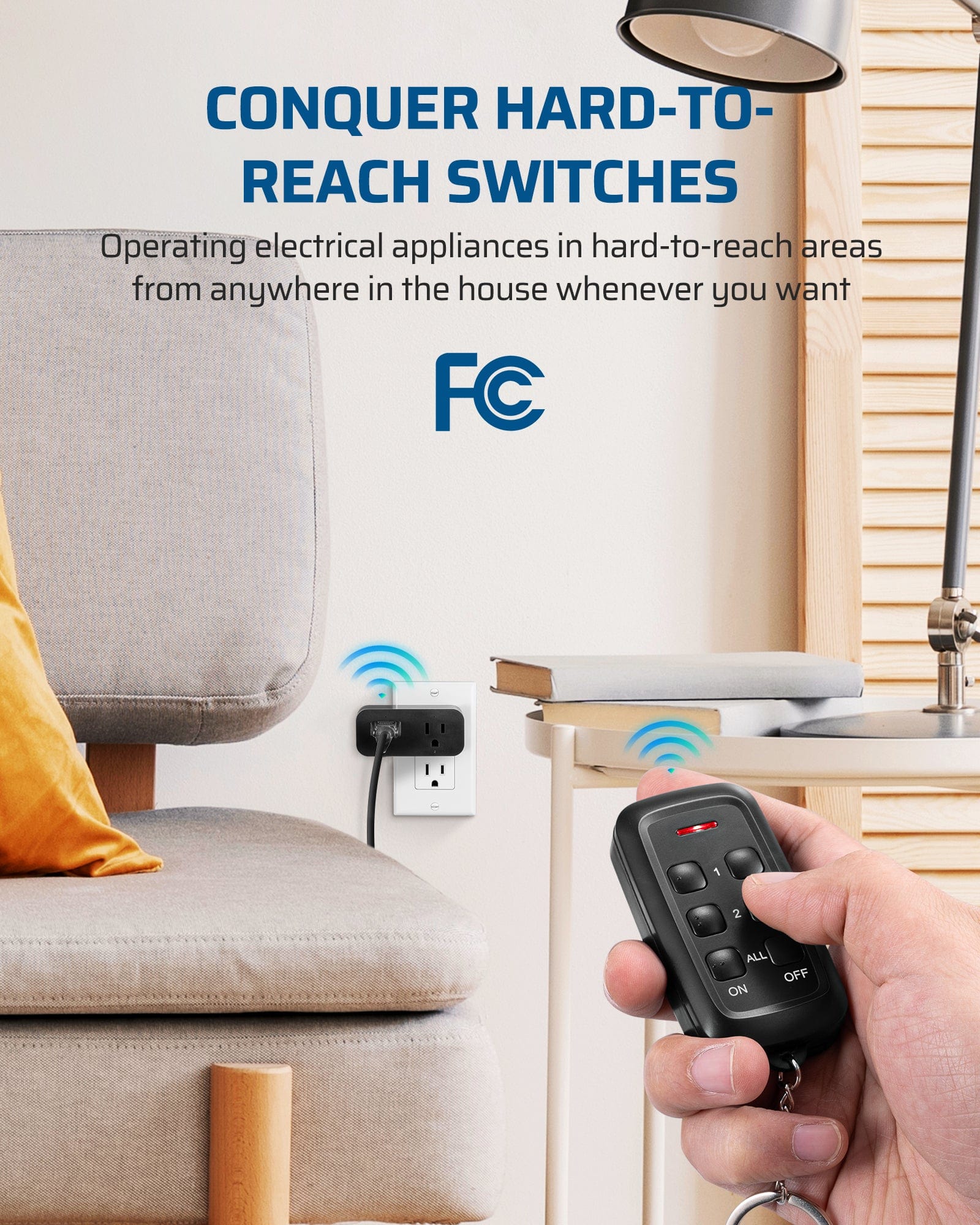 DEWENWILS Indoor Remote Control Outlet, 2 Independent Control & Dual-Controlled, 15A/1875W Remote Light Switch, 100FT Range-HRS101R