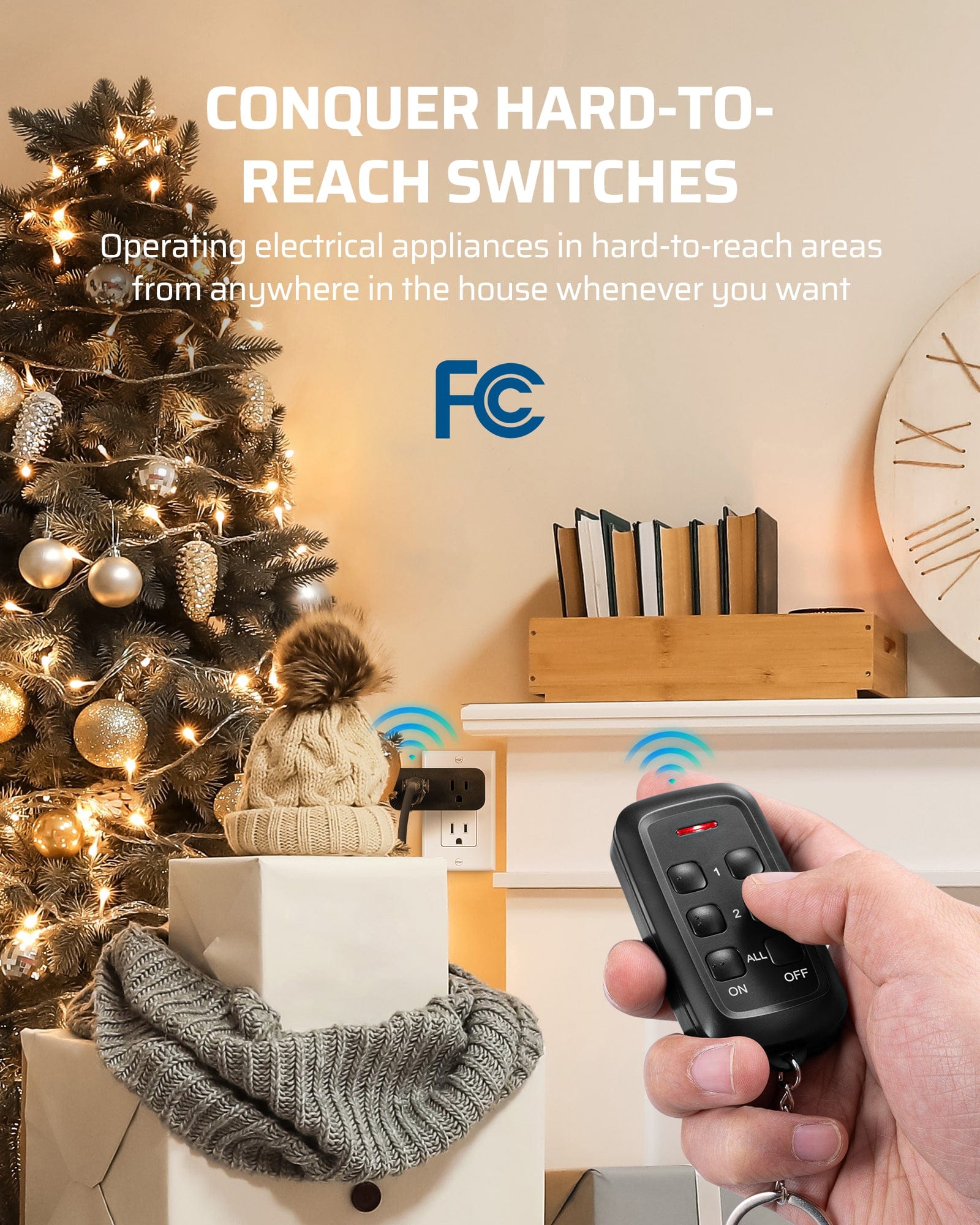 DEWENWILS Indoor Remote Control Outlet, 2 Independent Control & Dual-Controlled, 15A/1875W Remote Light Switch, 100FT Range-HRS101R