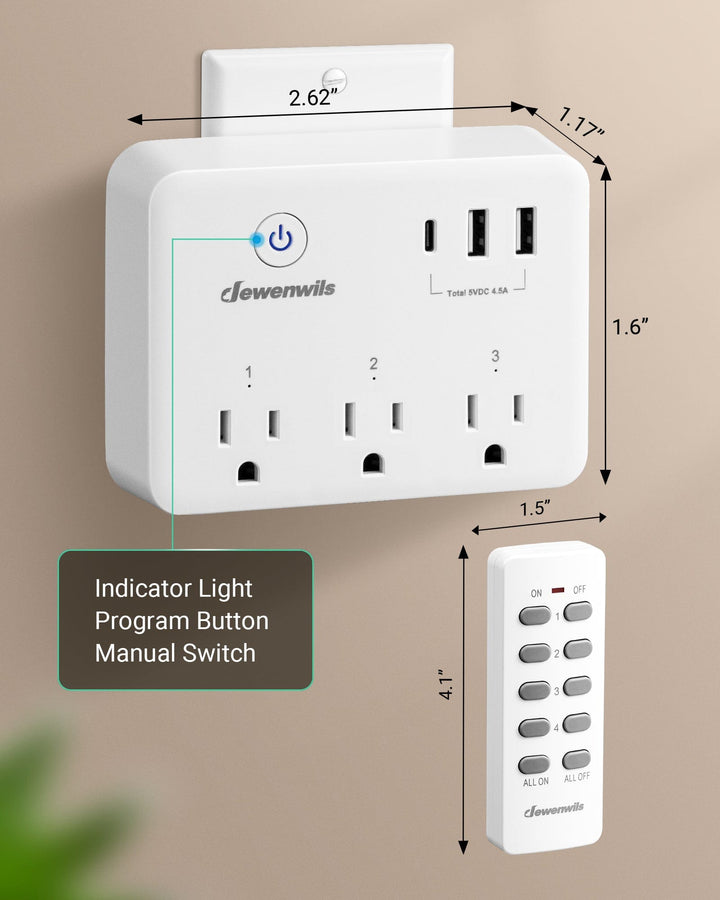 DEWENWILS Wireless Remote Control Outlet Switch Power Plug ( 1 remote + 3  plugs)