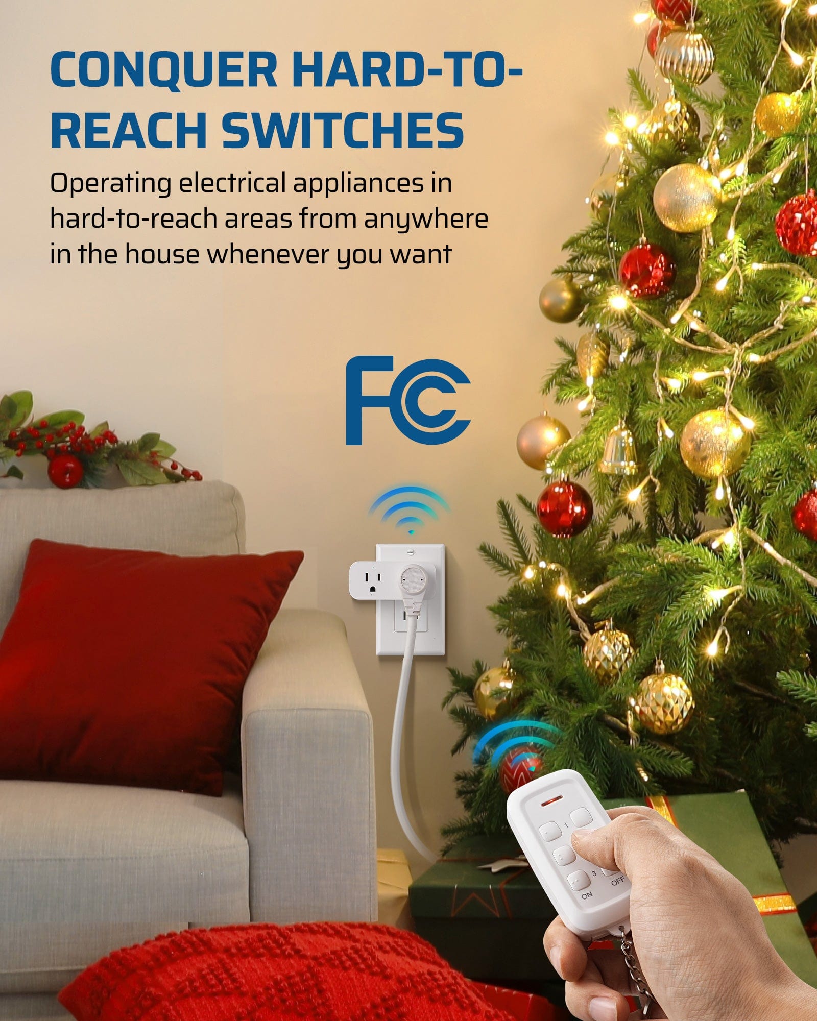 DEWENWILS 100ft Wireless Remote Control Outlet, 2 Independent Control Sockets --F1SHRS101W