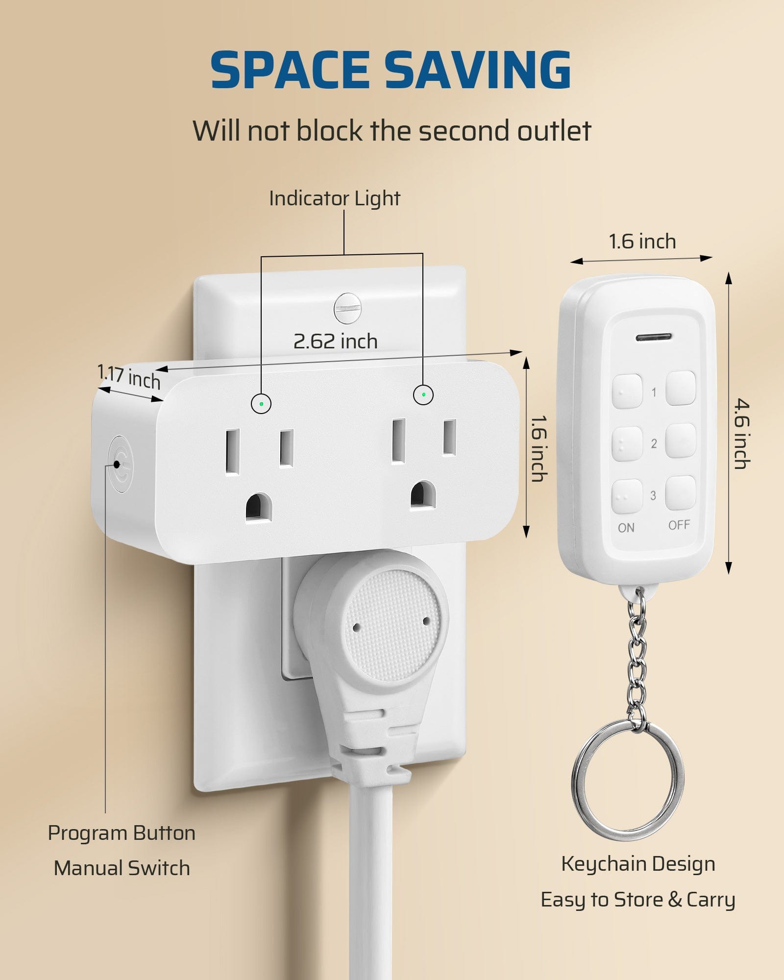 DEWENWILS 100ft Wireless Remote Control Outlet, 2 Independent Control Sockets --F1SHRS101W