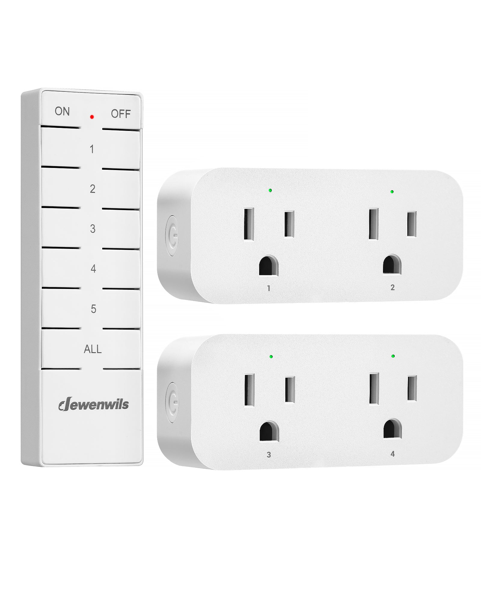 DEWENWILS Remote Control Outlet, Indoor Remote Outlet 2 Pack with 4 Independent Control & 1 All Control, Remote Outlet Switch for Lamp, Fan, Vacs, Christmas Light, 100FT Range, 15A/1875W-HRS102W