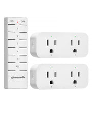 DEWENWILS Remote Control Outlet, Indoor Remote Outlet 2 Pack with 4 Independent Control & 1 All Control, Remote Outlet Switch for Lamp, Fan, Vacs, Christmas Light, 100FT Range, 15A/1875W-HRS102W