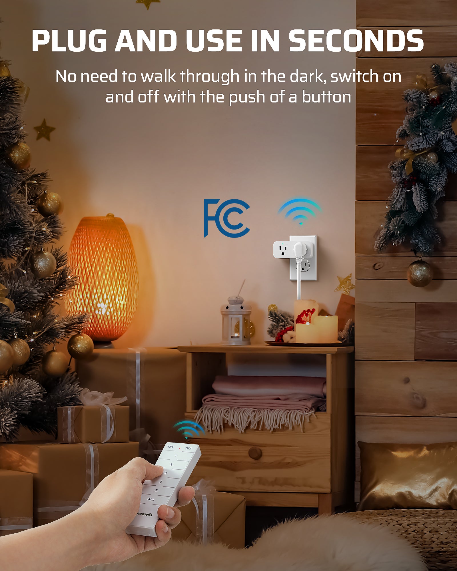 DEWENWILS Remote Control Outlet, Indoor Remote Outlet 2 Pack with 4 Independent Control & 1 All Control, Remote Outlet Switch for Lamp, Fan, Vacs, Christmas Light, 100FT Range, 15A/1875W-HRS102W