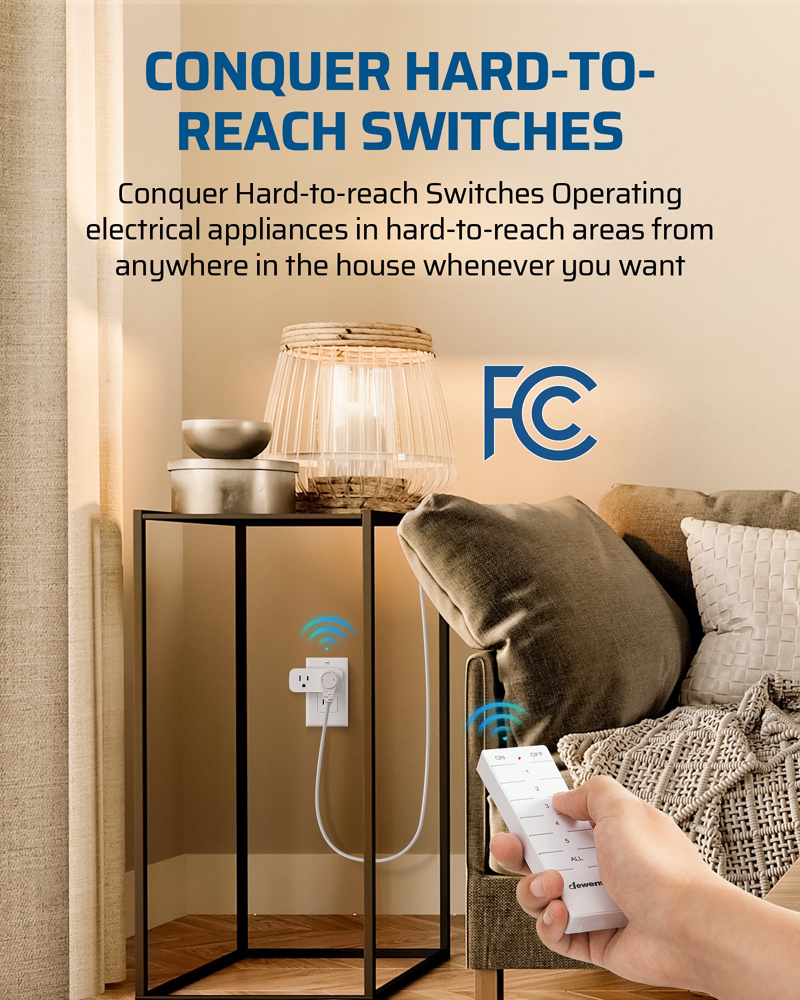 DEWENWILS Remote Control Outlet, Indoor Remote Outlet 2 Pack with 4 Independent Control & 1 All Control, Remote Outlet Switch for Lamp, Fan, Vacs, Christmas Light, 100FT Range, 15A/1875W-HRS102W