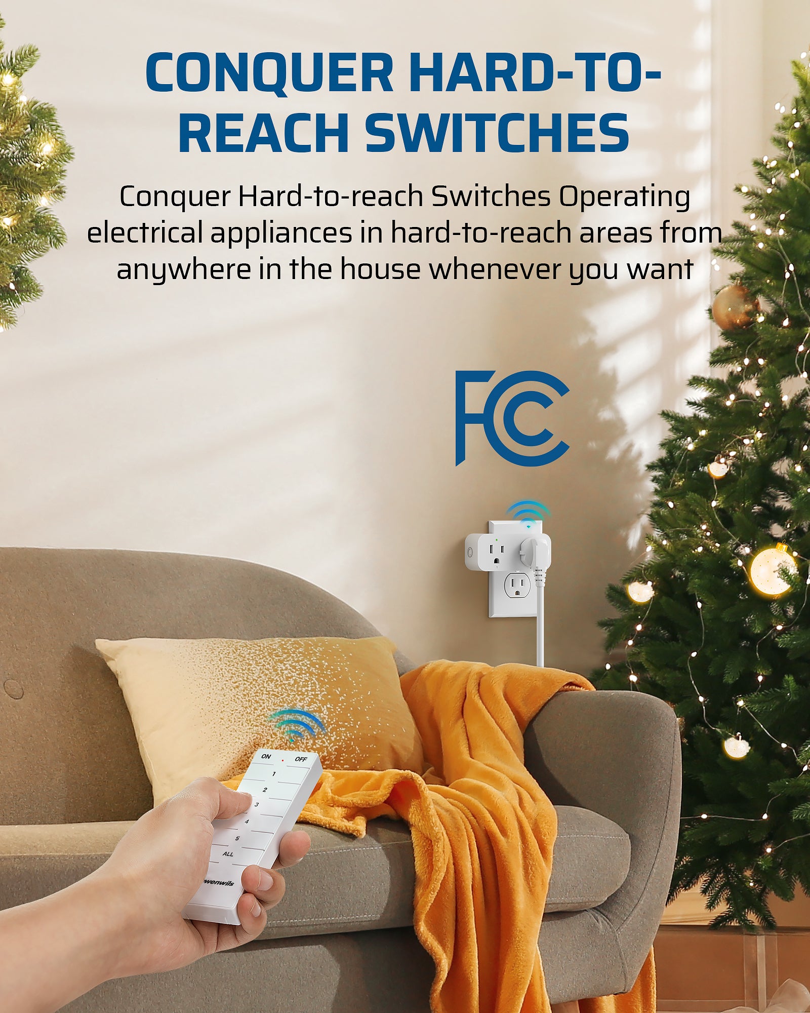 DEWENWILS Remote Control Outlet, Indoor Remote Outlet 2 Pack with 4 Independent Control & 1 All Control, Remote Outlet Switch for Lamp, Fan, Vacs, Christmas Light, 100FT Range, 15A/1875W-HRS102W