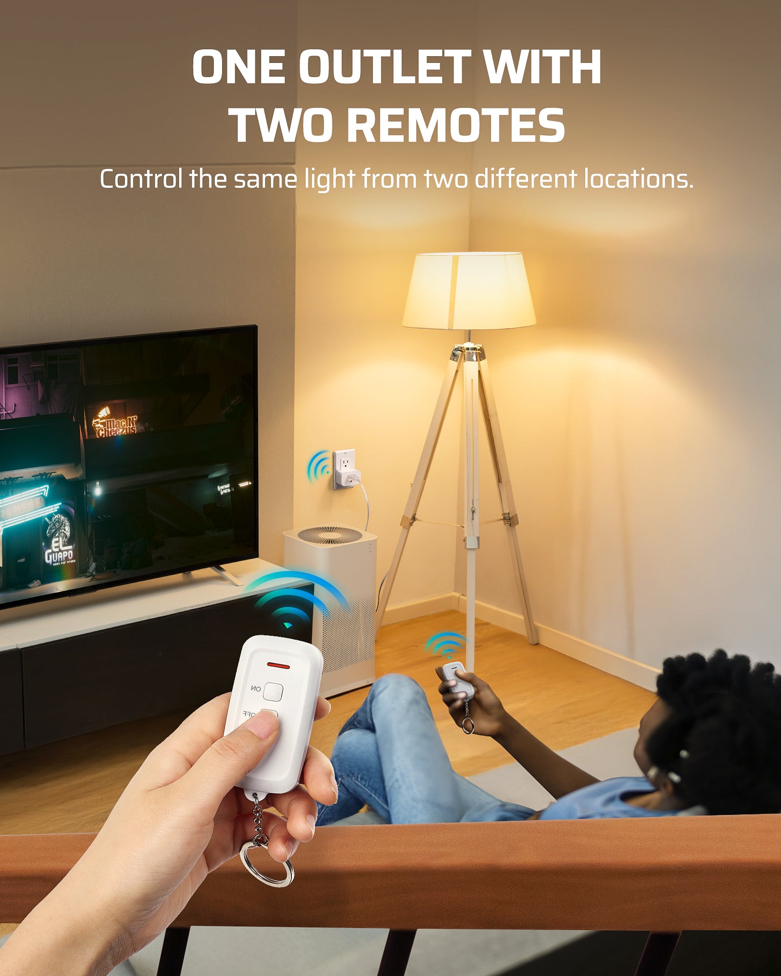 DEWENWILS Remote Control Outlet, Indoor Remote Outlet with 2 Remotes, Programmable & Expandable, 100FT Range, 15A/1875W, Remote Outlet Switch for Christmas Lights/Trees, Floor Lamp, Bedside Lamp, Fan-HRS201L