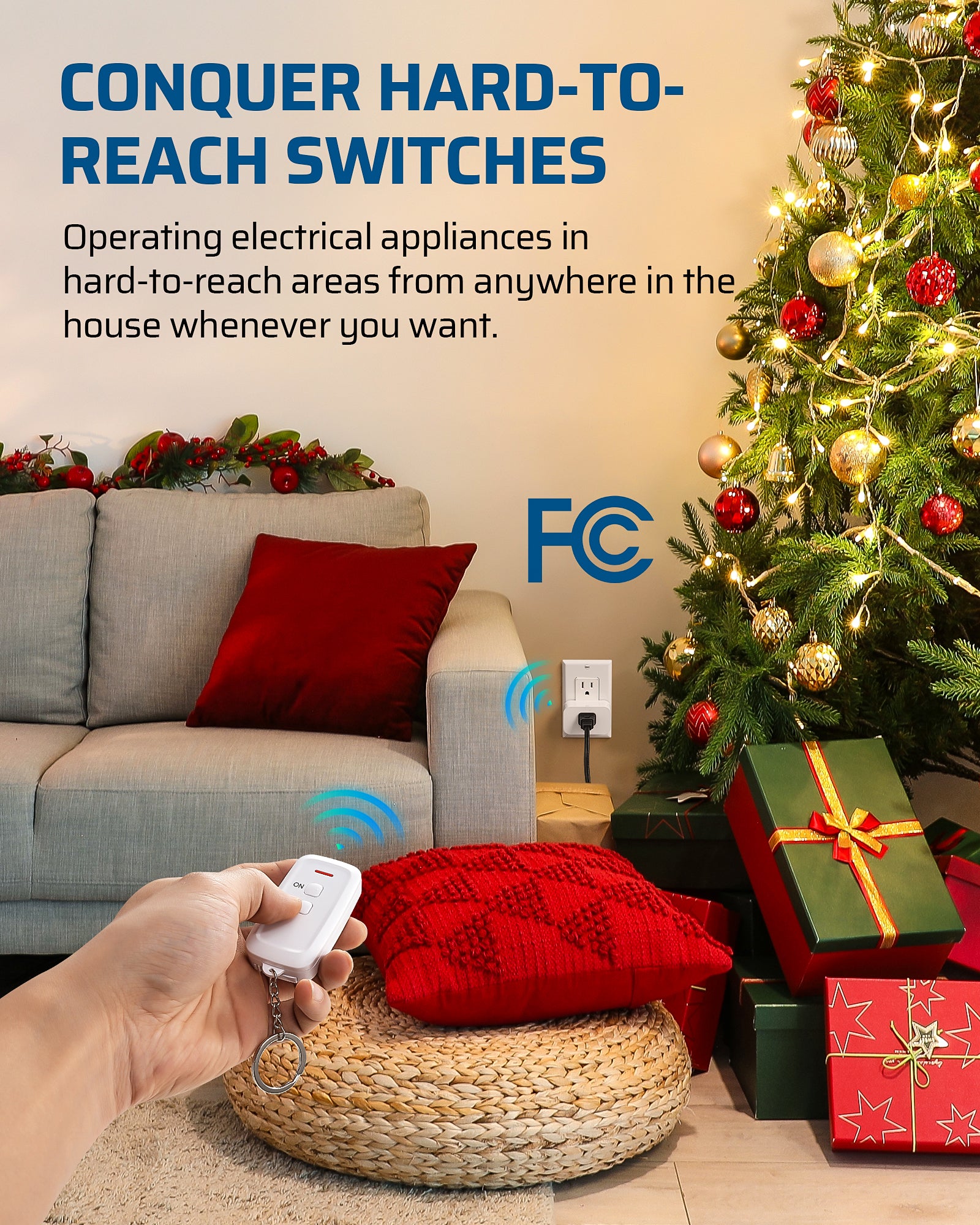 DEWENWILS Remote Control Outlet, Indoor Remote Outlet with 2 Remotes, Programmable & Expandable, 100FT Range, 15A/1875W, Remote Outlet Switch for Christmas Lights/Trees, Floor Lamp, Bedside Lamp, Fan-HRS201L