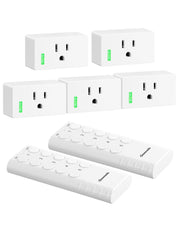 DEWENWILS Indoor Remote Control Outlet, Wireless Remote Outlets Switch, 200FT Range, Remote Light Switch for Lights, Fans, Christmas Lights, 15A/1800W, (5 Outlets + 2 Remotes)-HRS205S