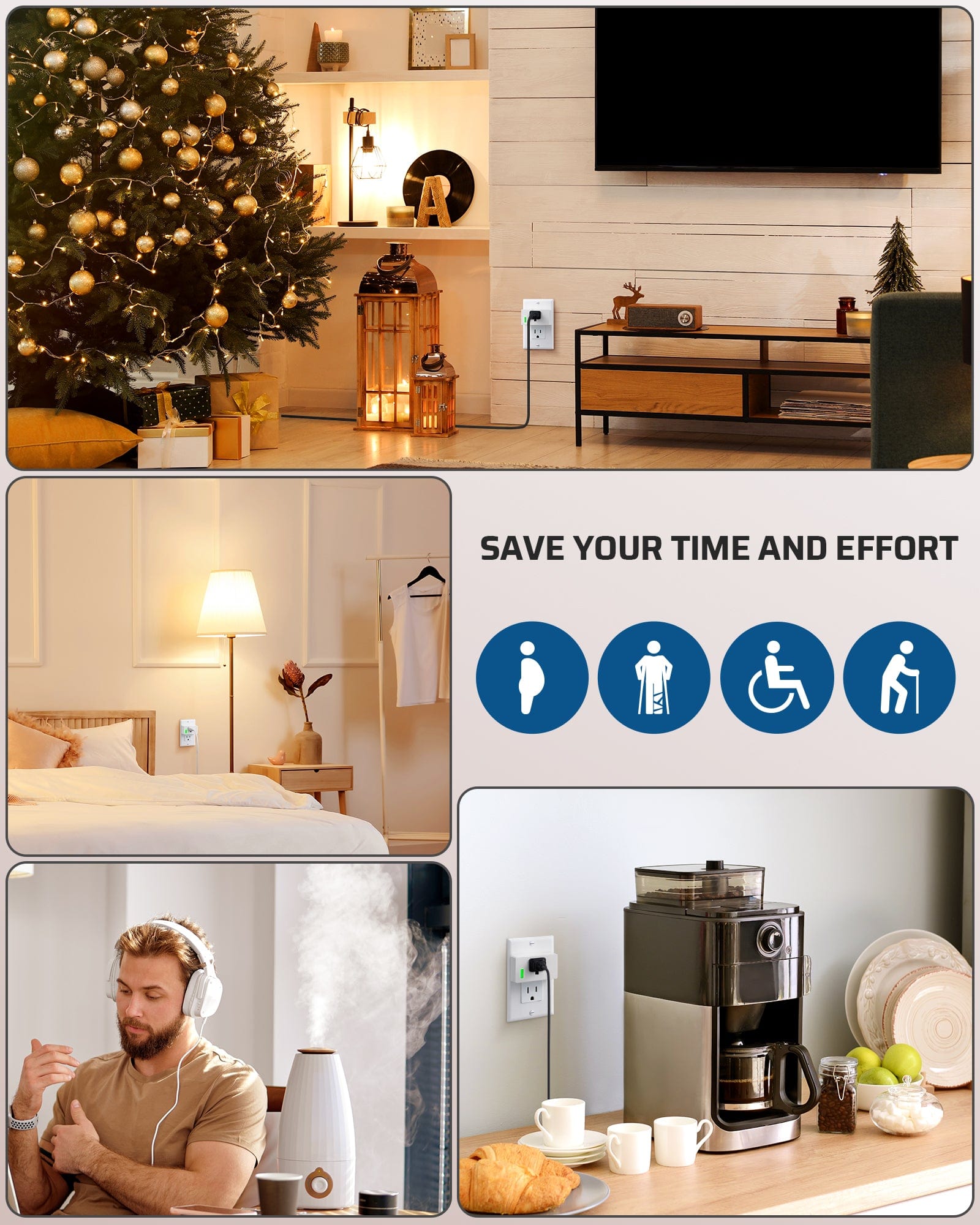 DEWENWILS Indoor Remote Control Outlet, Wireless Remote Outlets Switch, 200FT Range, Remote Light Switch for Lights, Fans, Christmas Lights, 15A/1800W, (5 Outlets + 2 Remotes)-HRS205S