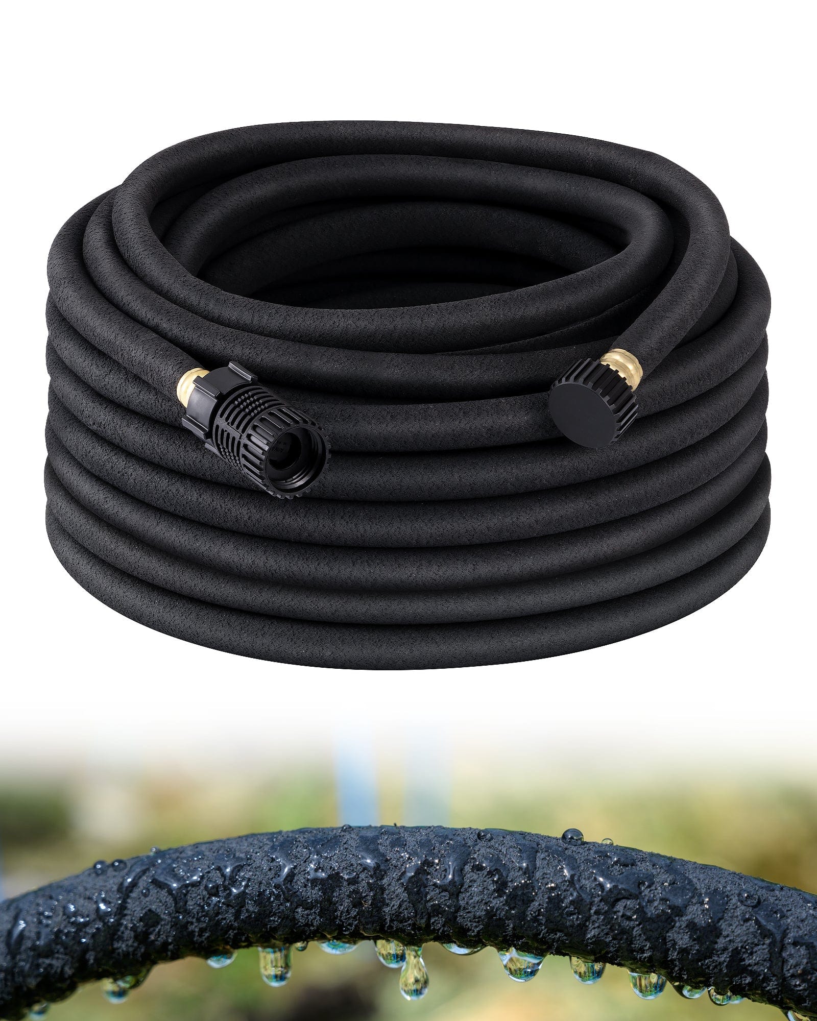 DEWENWILS 75ft Soaker Hose, 1/2 Inch Round Drip Hose with Pressure Regulator, Save 75% Water, Irrigation Hose for Vegetable/Fruit Beds, Shrubs, Lawn, Yard-HRSH75A