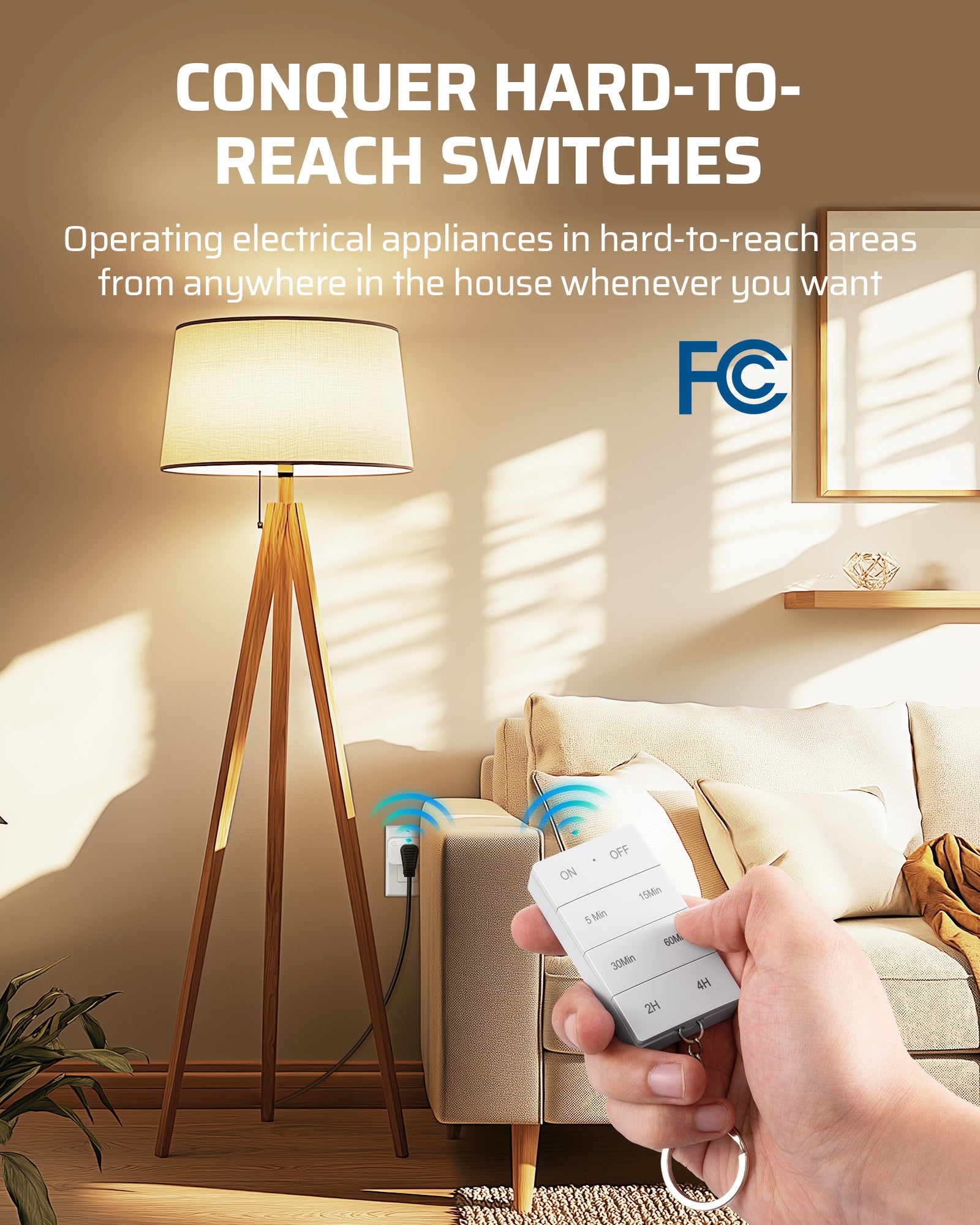 DEWNEWILS Remote Control Outlet with Timer, Indoor Remote Timer Outlet, 100FT Wireless Control Range, 15A/1875W, Remote Outlet Switch Countdown Time for Household Appliances-HRT101L