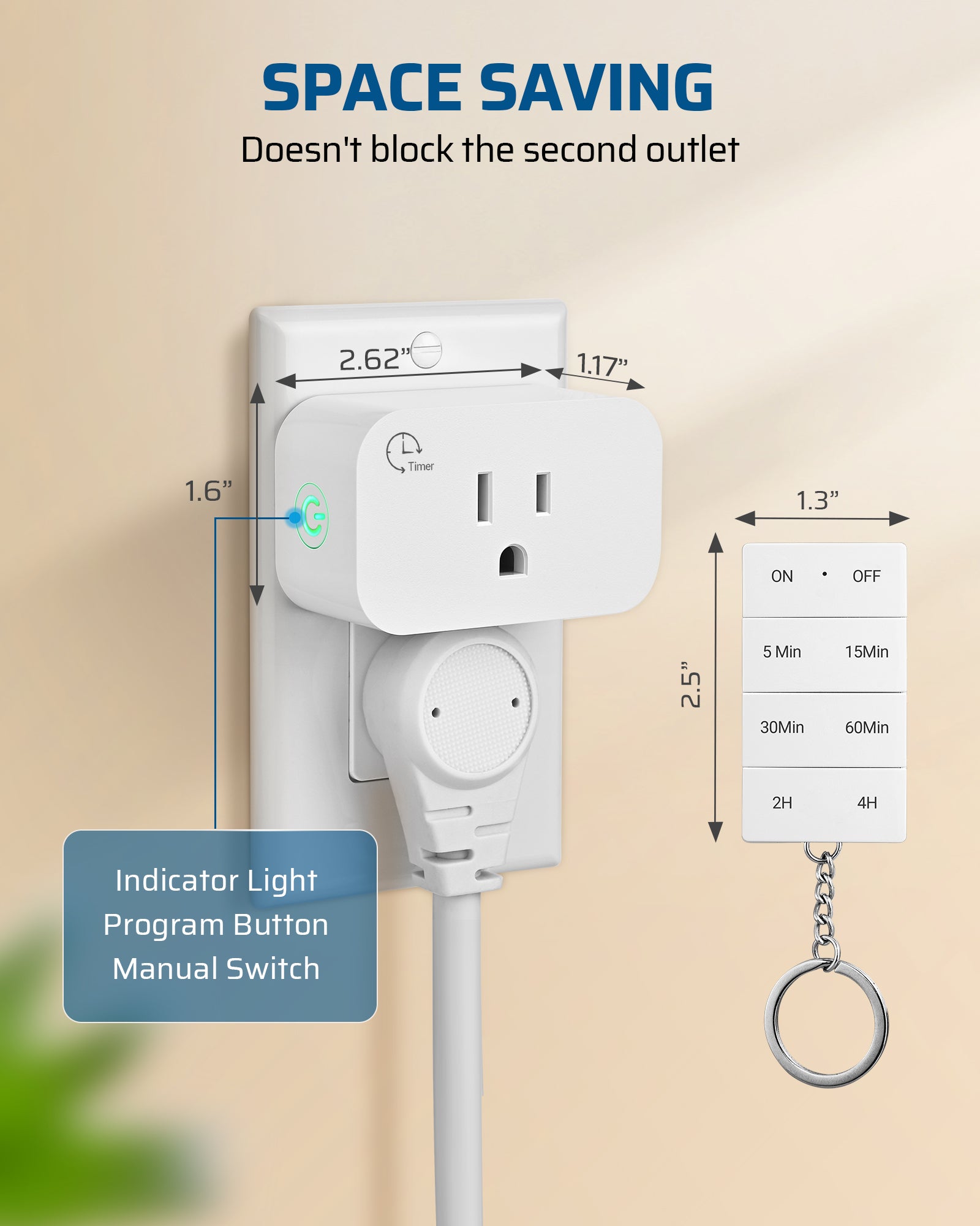 DEWNEWILS Remote Control Outlet with Timer, Indoor Remote Timer Outlet, 100FT Wireless Control Range, 15A/1875W, Remote Outlet Switch Countdown Time for Household Appliances-HRT101L