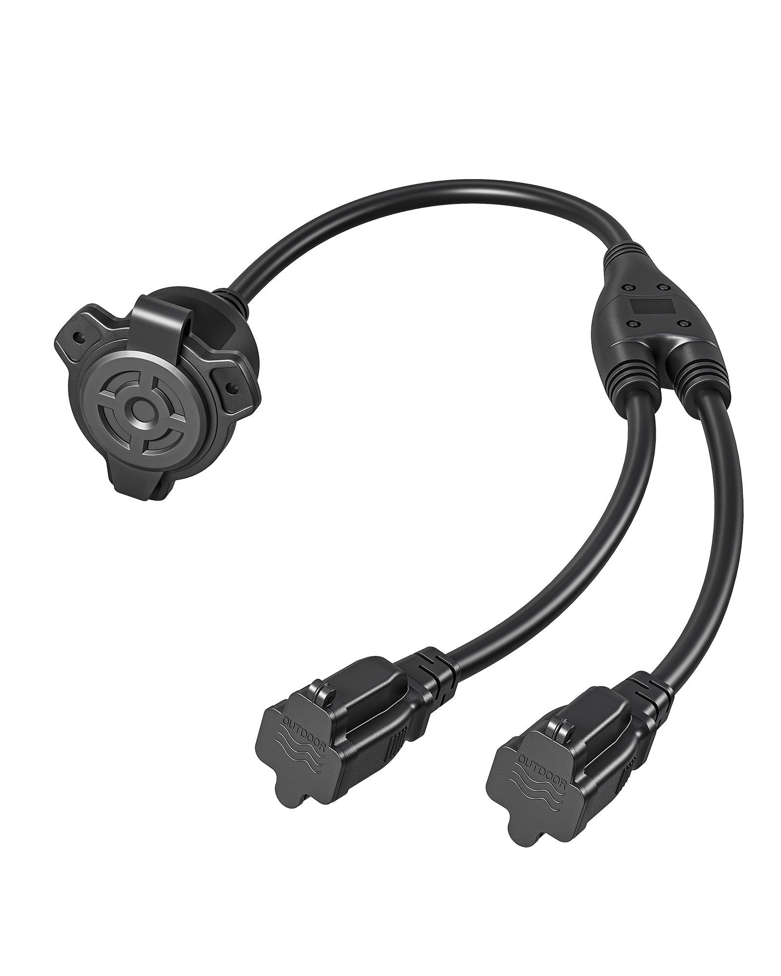 DEWENWILS 15A RV Power Cord, Dual AC Outlets, 125V Shore Power Inlet, Waterproof 1.5FT Extension Cable, NEMA 5-15P to 5-15R, ETL Certified, 14AWG Heavy Duty Wire (2 Outlet)- HRVB02A