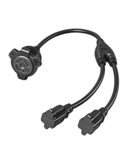 DEWENWILS 15A RV Power Cord, Dual AC Outlets, 125V Shore Power Inlet, Waterproof 1.5FT Extension Cable, NEMA 5-15P to 5-15R, ETL Certified, 14AWG Heavy Duty Wire (2 Outlet)- HRVB02A