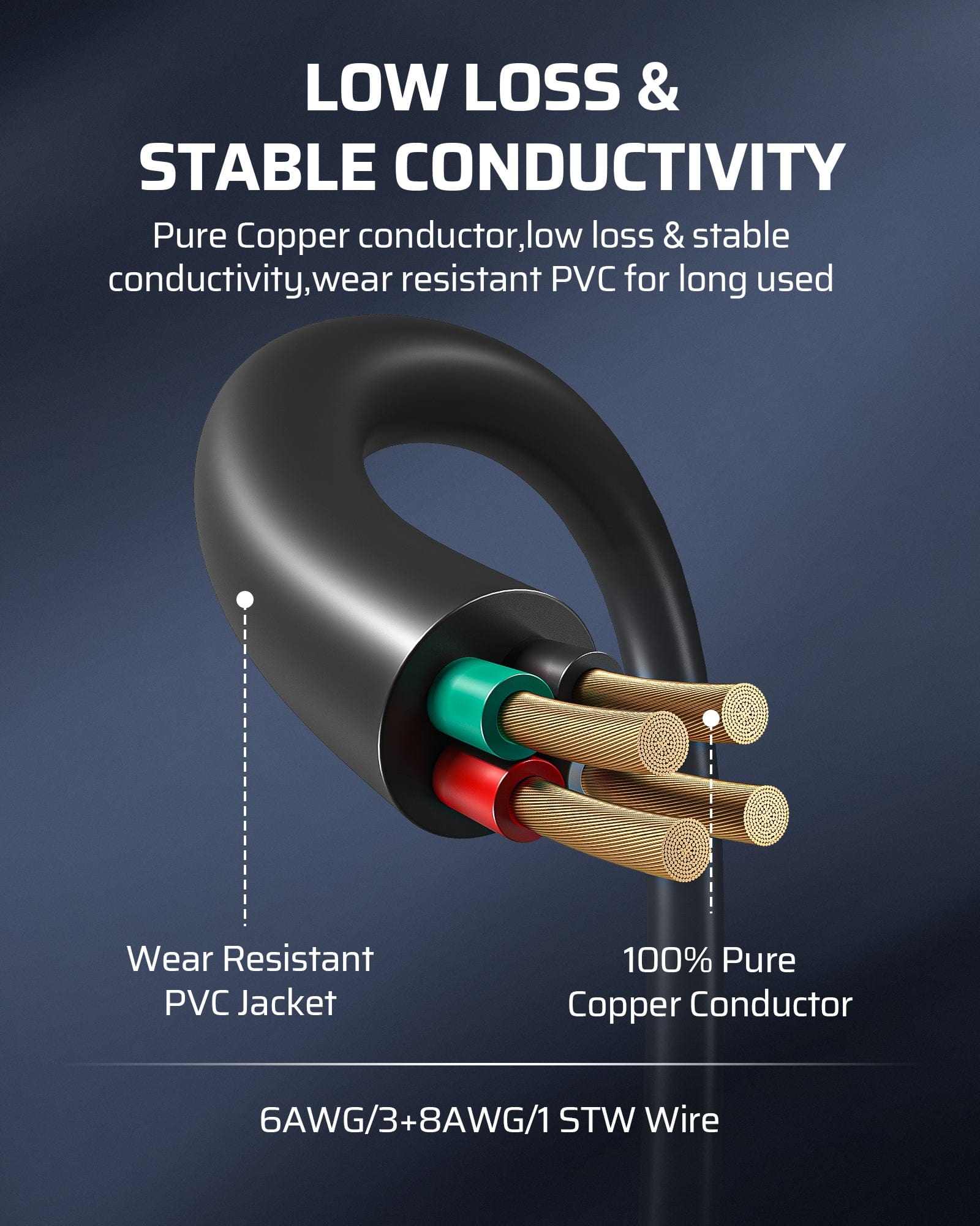 DEWENWILS 50 Amp RV Extension Cord, 125/250VAC 12500W Heavy Duty EV Power Cord, NEMA 14-50P to 14-50R 6/3+8/1 Copper Wire, STW Outdoor Waterproof Power Cable, for RV, EV, Camper, 10 Feet-HRVC10A