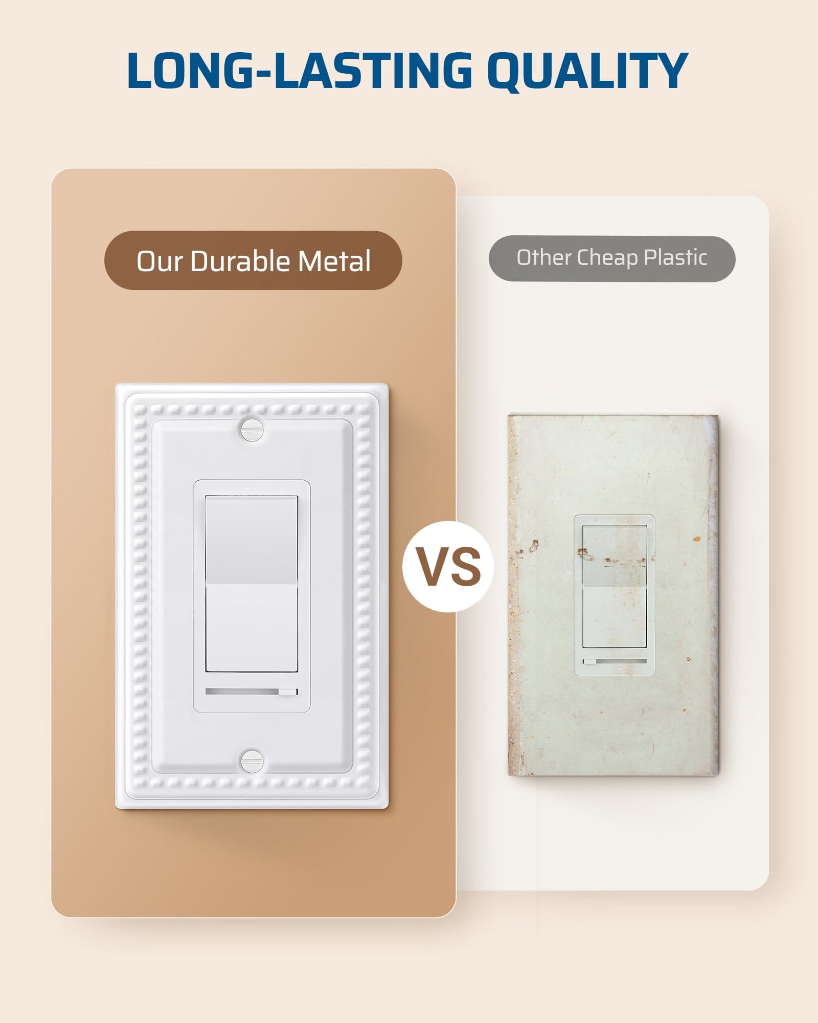 DEWENWILS 4 Pack Metal Outlet Covers, Outlet Wall Plates, Classic White Finish Light Switch Cover Plates, 4.92"×3.14" Sunken Pearls Decorative Wall Plates Electrical Outlets-HRWP03C