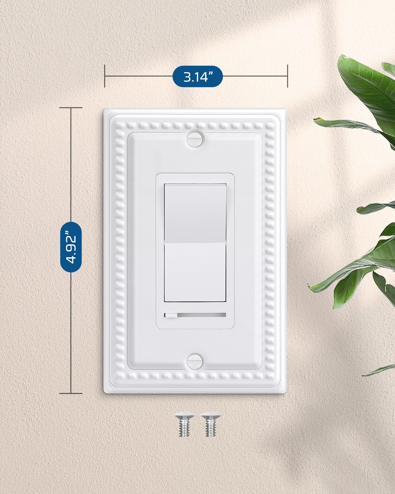 DEWENWILS 4 Pack Metal Outlet Covers, Outlet Wall Plates, Classic White Finish Light Switch Cover Plates, 4.92"×3.14" Sunken Pearls Decorative Wall Plates Electrical Outlets-HRWP03C